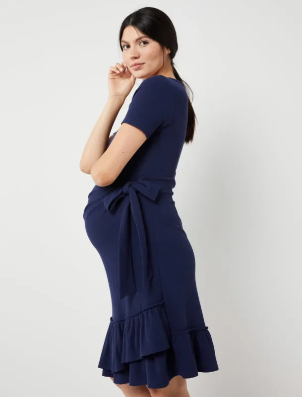 Ruffle Hem Side Tie Maternity Dress sold by Motherhood Maternity