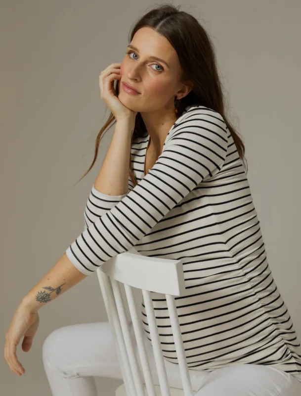 Side Ruched 3/4 Sleeve Maternity T Shirt sold by Motherhood Maternity
