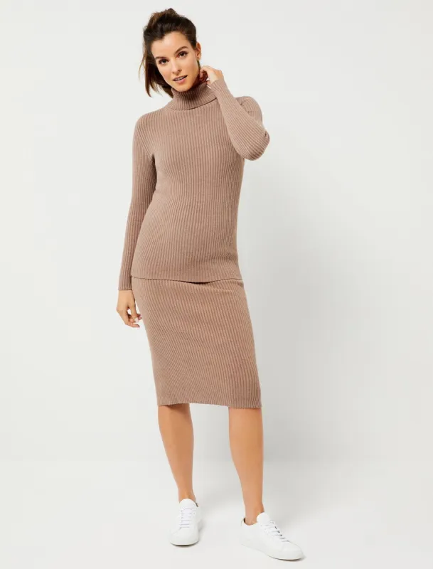 Pietro Brunelli Textured Rib Knit Maternity Turtleneck Sweater sold by Motherhood Maternity