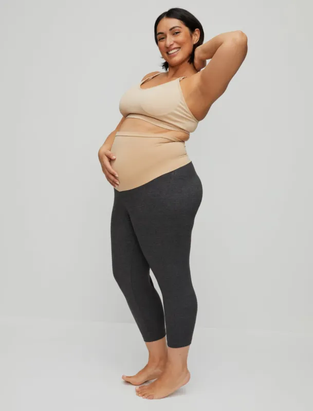 Plus Size Essential Stretch Secret Fit Belly Maternity Cropped Leggings sold by Motherhood Maternity