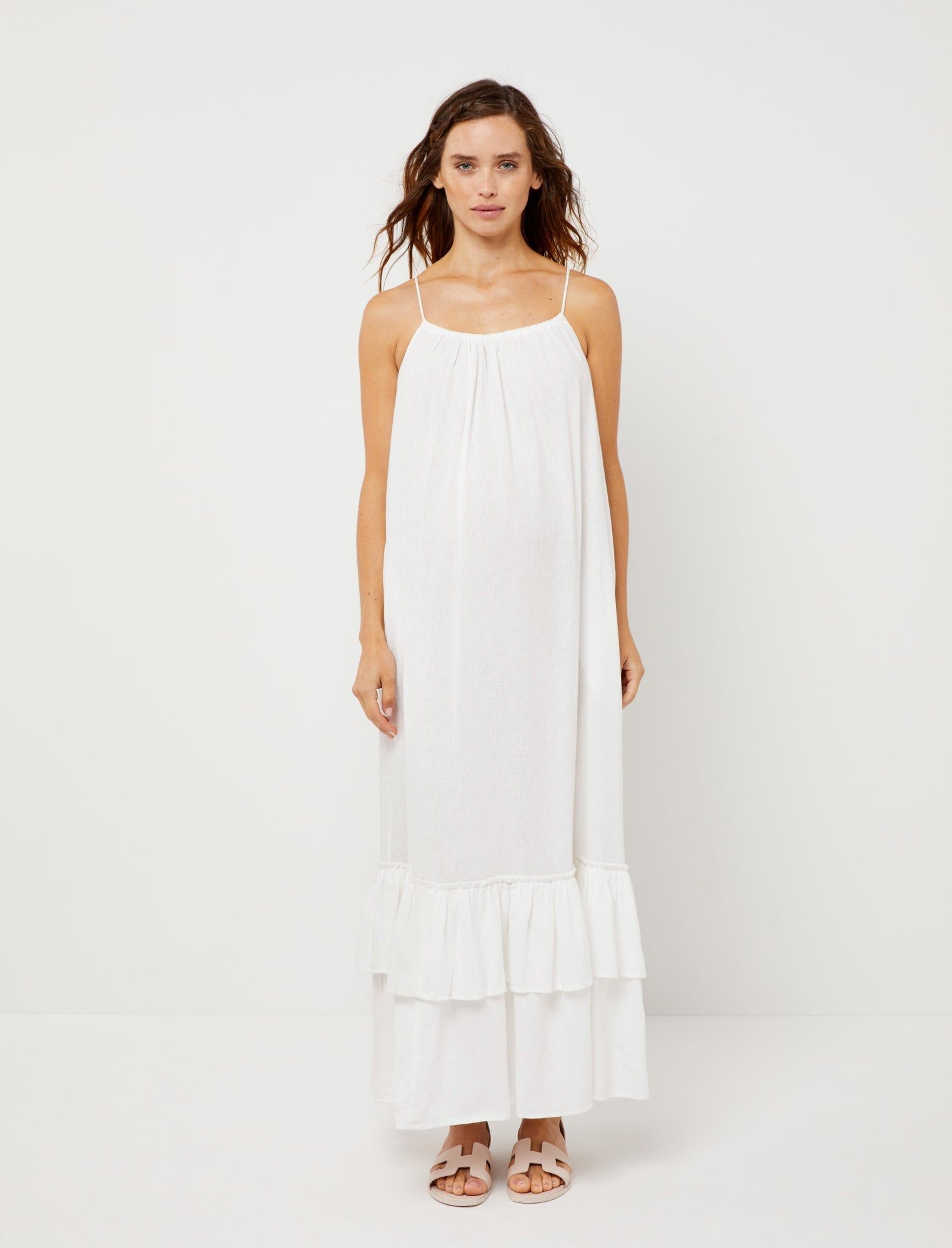 Linen Tiered Maxi Maternity Dress sold by Motherhood Maternity product image thumbnail 5