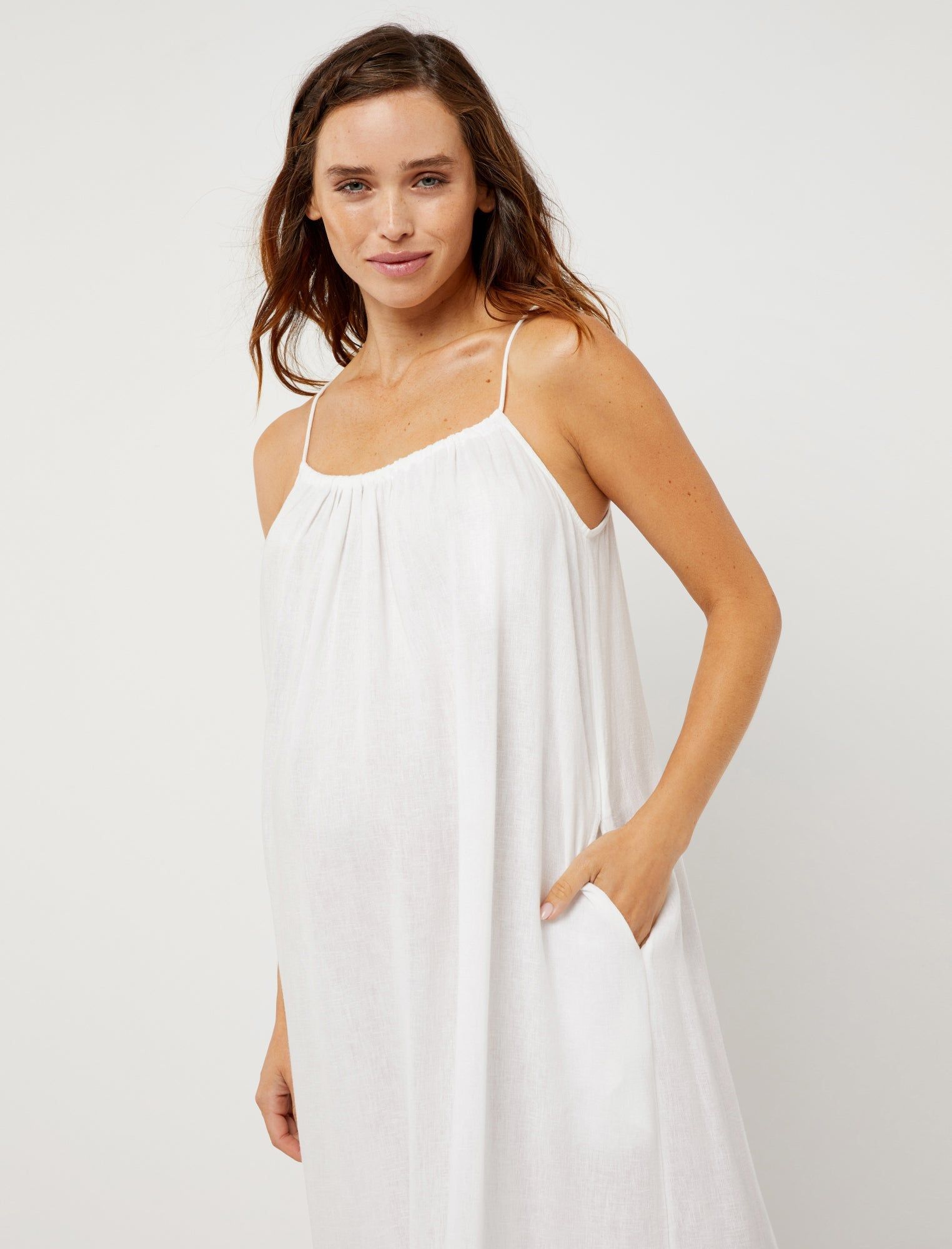 Linen Tiered Maxi Maternity Dress sold by Motherhood Maternity product image thumbnail 3