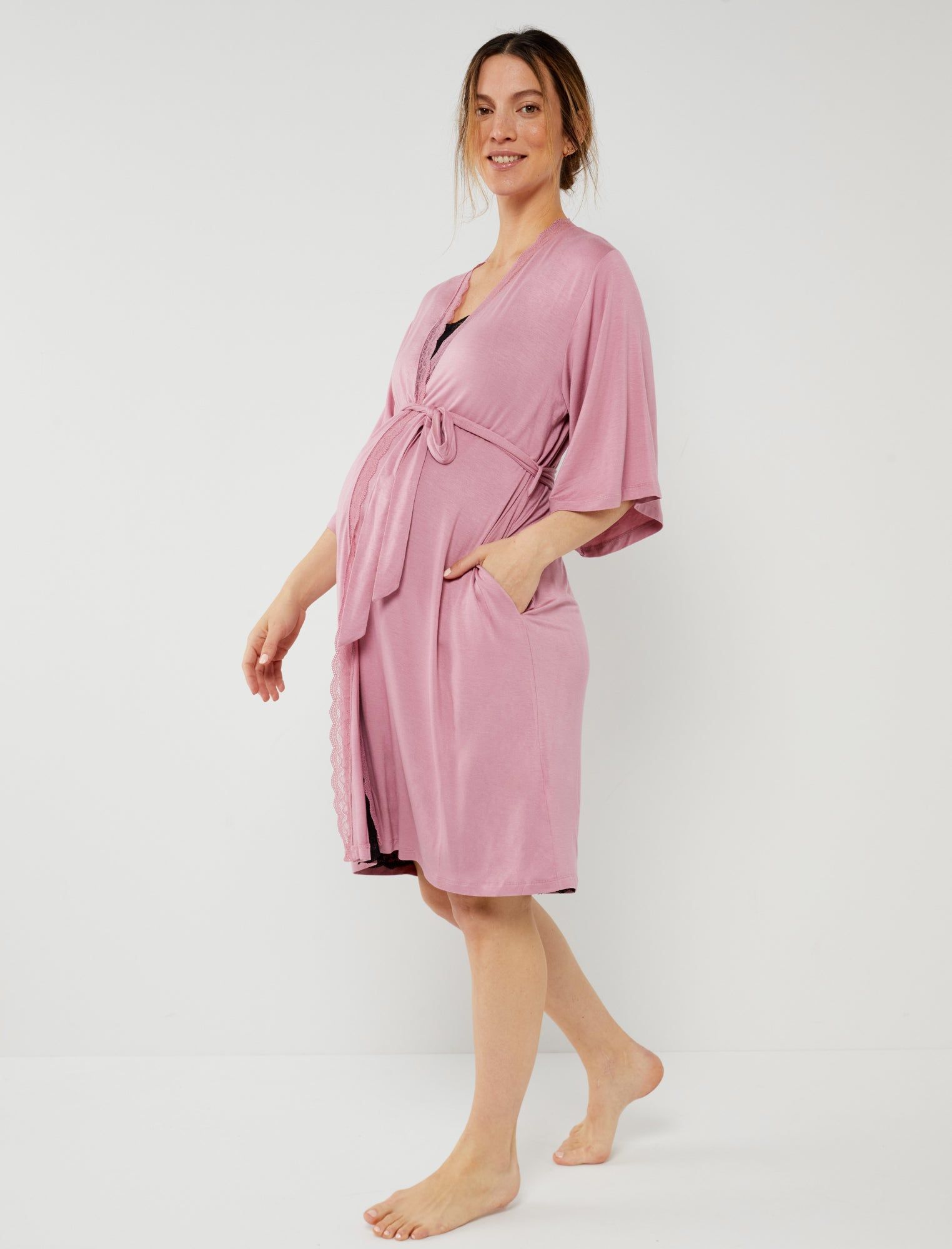 Lace Trim Maternity Robe sold by Motherhood Maternity product image thumbnail 4