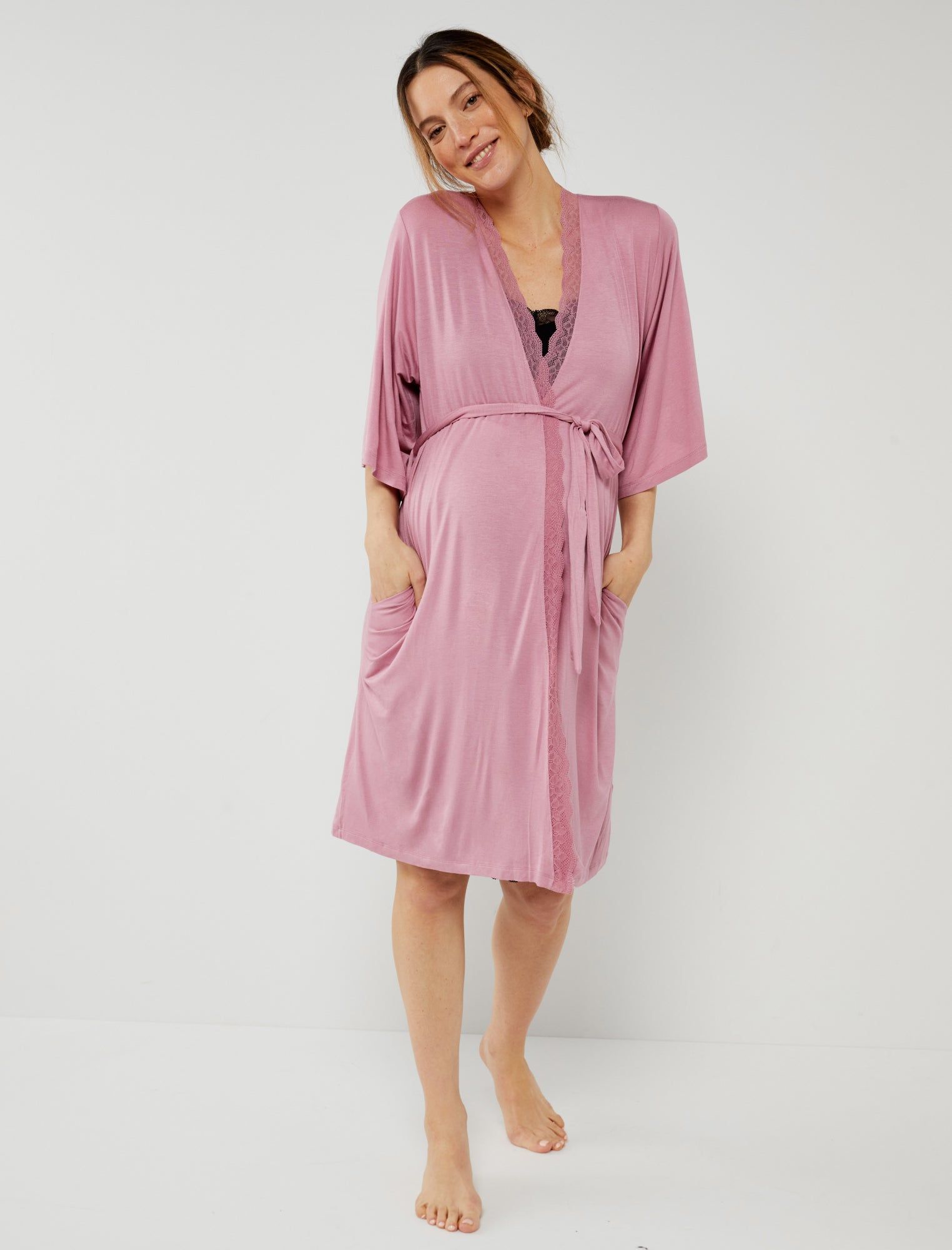 Lace Trim Maternity Robe sold by Motherhood Maternity product image thumbnail 2