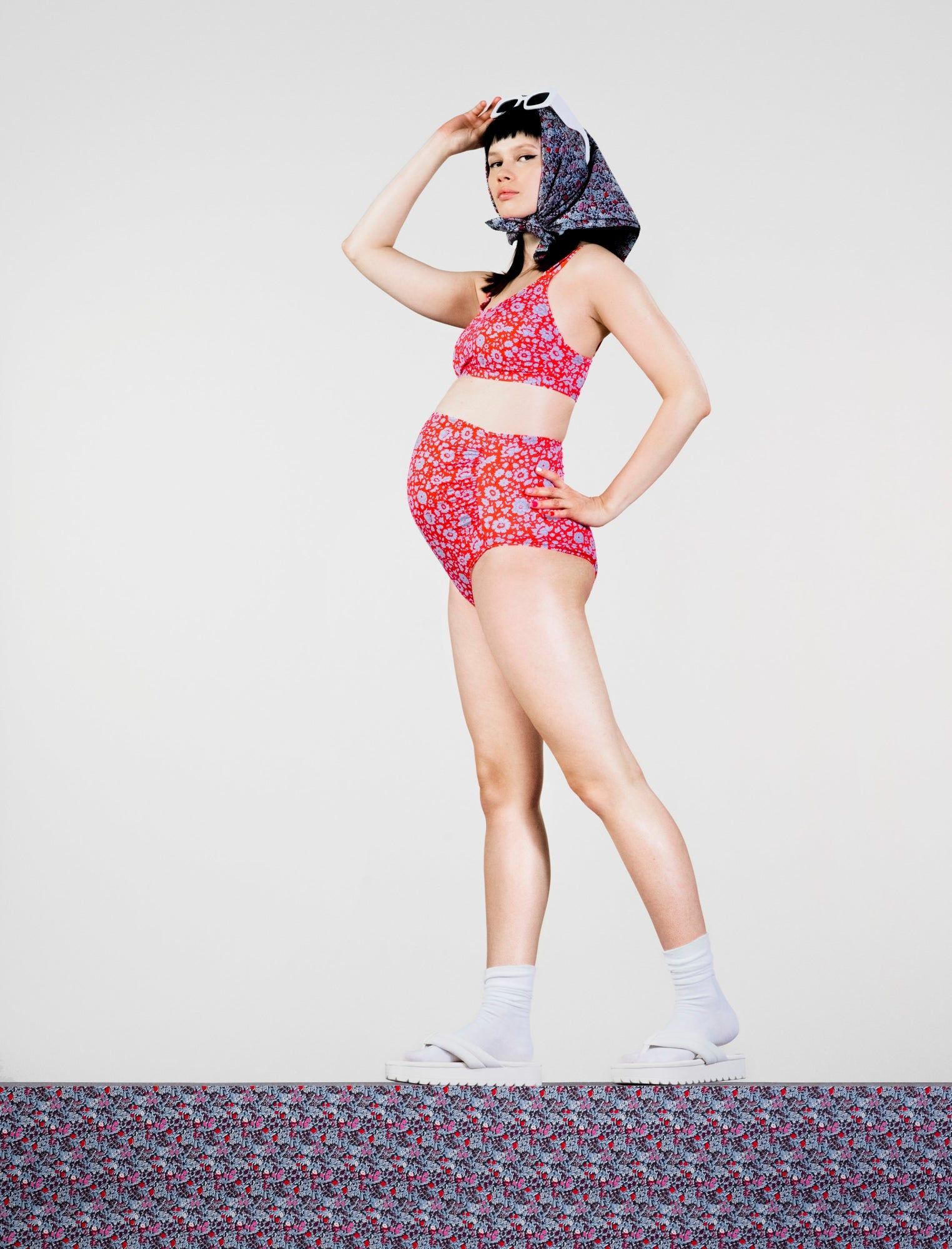 High Waisted Two Piece Maternity Bikini Made with Liberty Fabric sold by Motherhood Maternity product image thumbnail 2