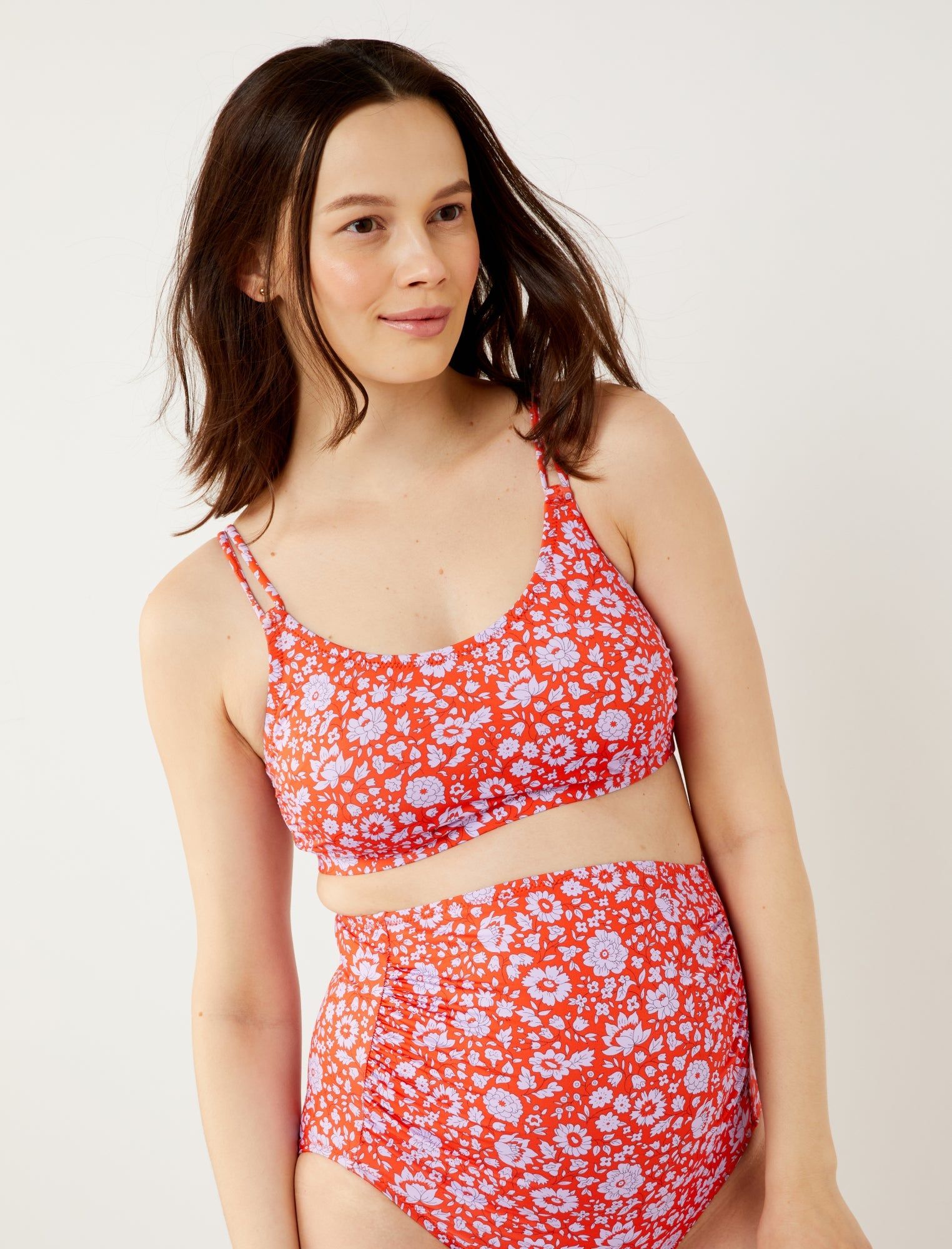 High Waisted Two Piece Maternity Bikini Made with Liberty Fabric sold by Motherhood Maternity product image thumbnail 4