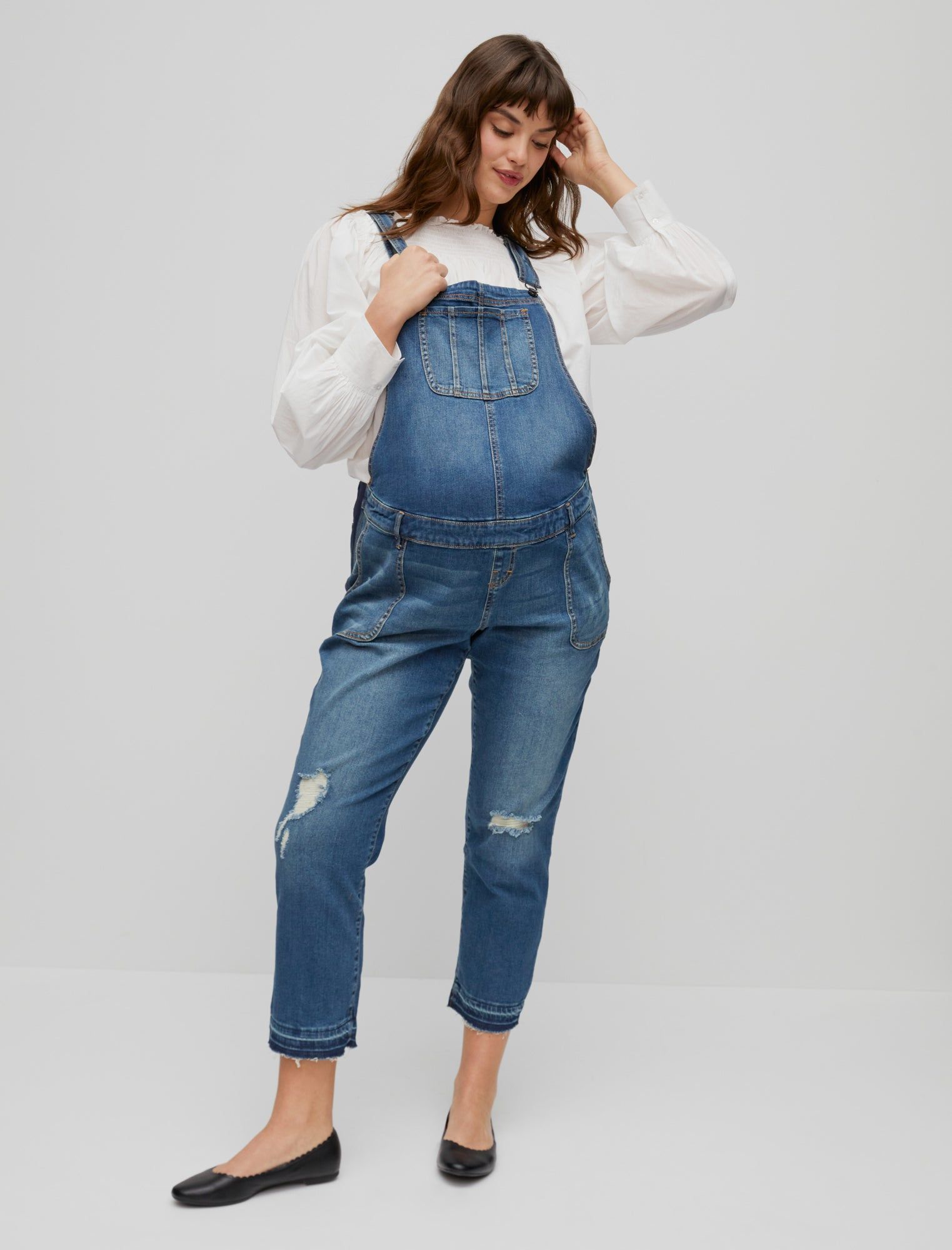 Side Panel Letdown Hem Maternity Overalls sold by Motherhood Maternity product image thumbnail 3