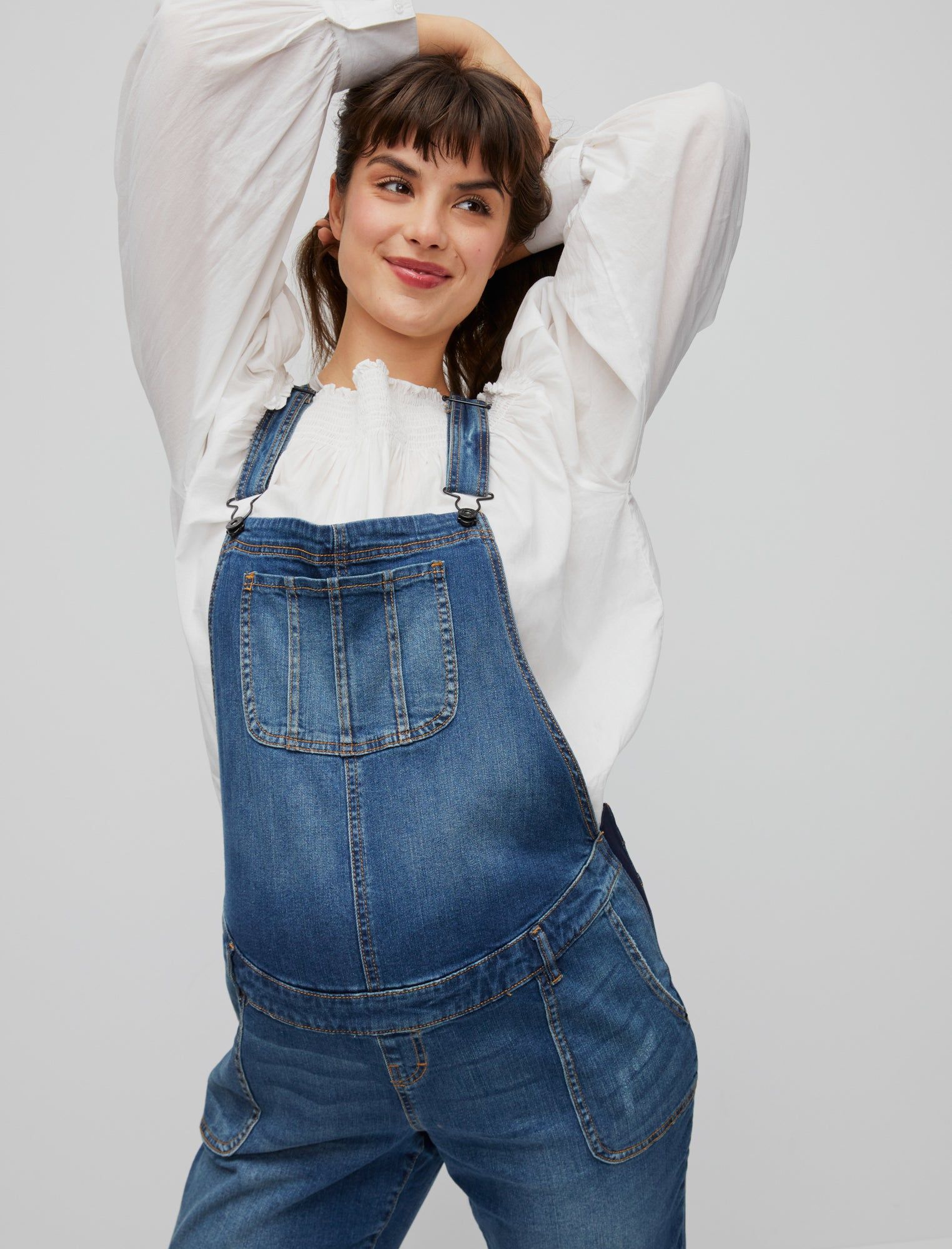 Side Panel Letdown Hem Maternity Overalls sold by Motherhood Maternity product image thumbnail 2