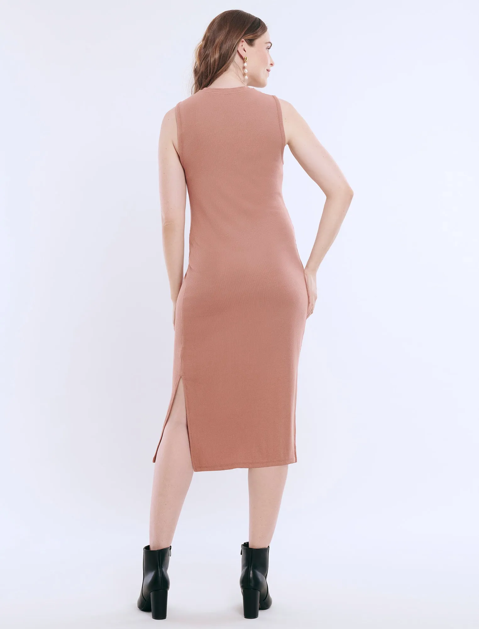 Sleeveless Rib Knit Midi Dress sold by Motherhood Maternity product image thumbnail 2