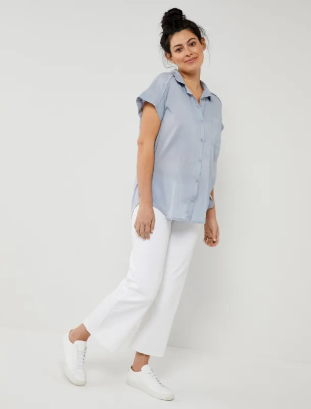 Splendid Paige Linen Maternity Shirt sold by Motherhood Maternity