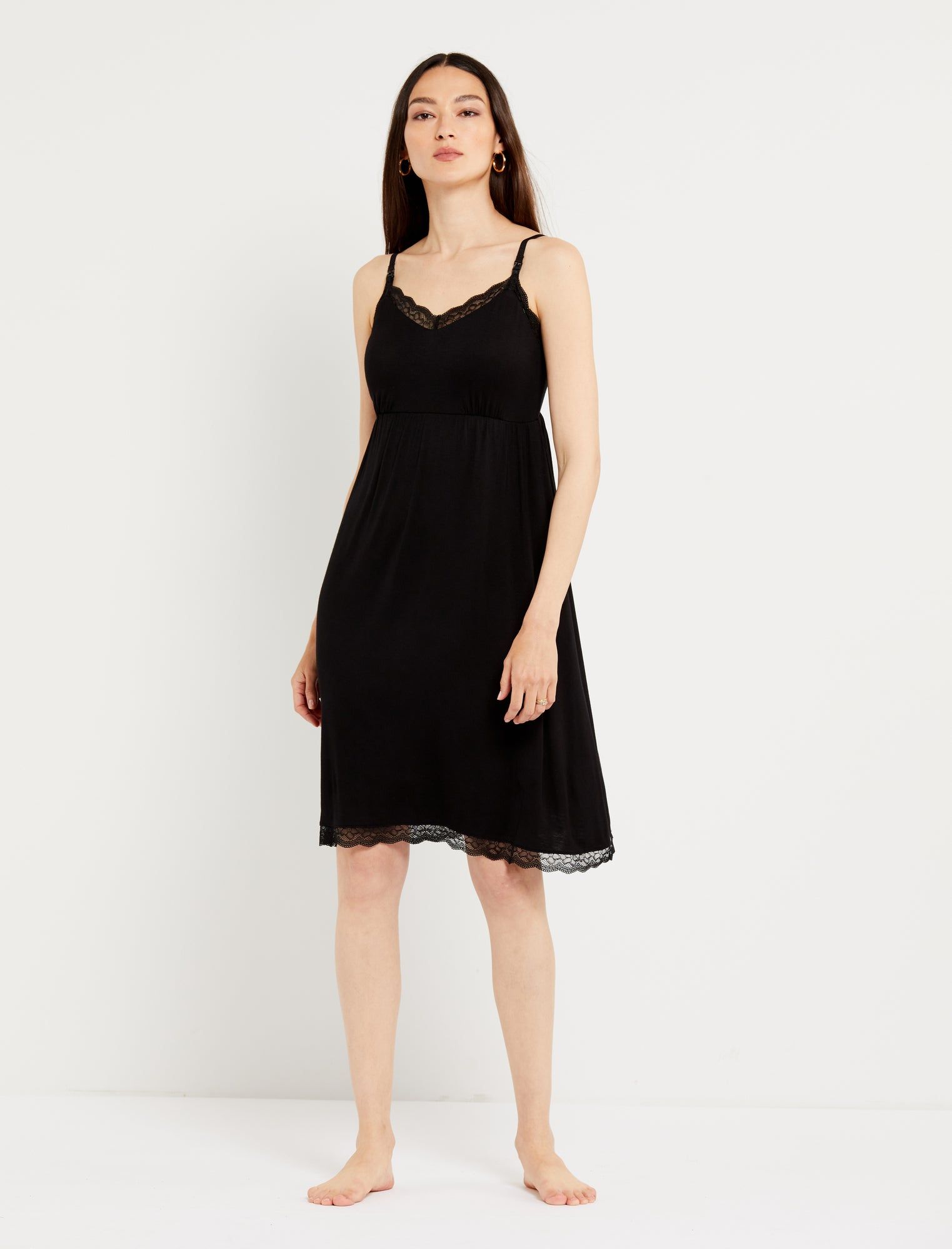 Lace Trim Clipdown Nursing Nightgown sold by Motherhood Maternity
