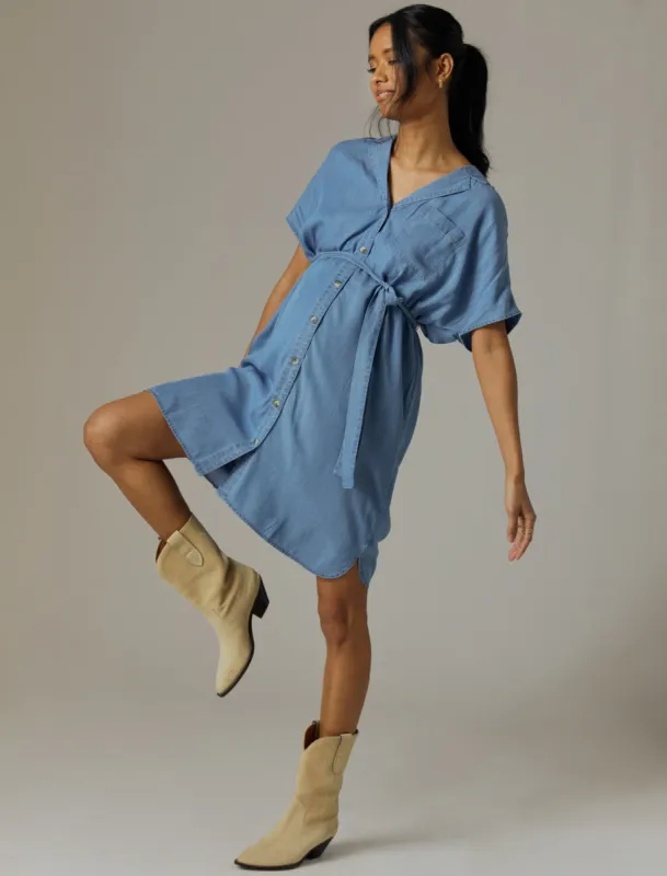 Chambray Front Button Maternity Dress sold by Motherhood Maternity