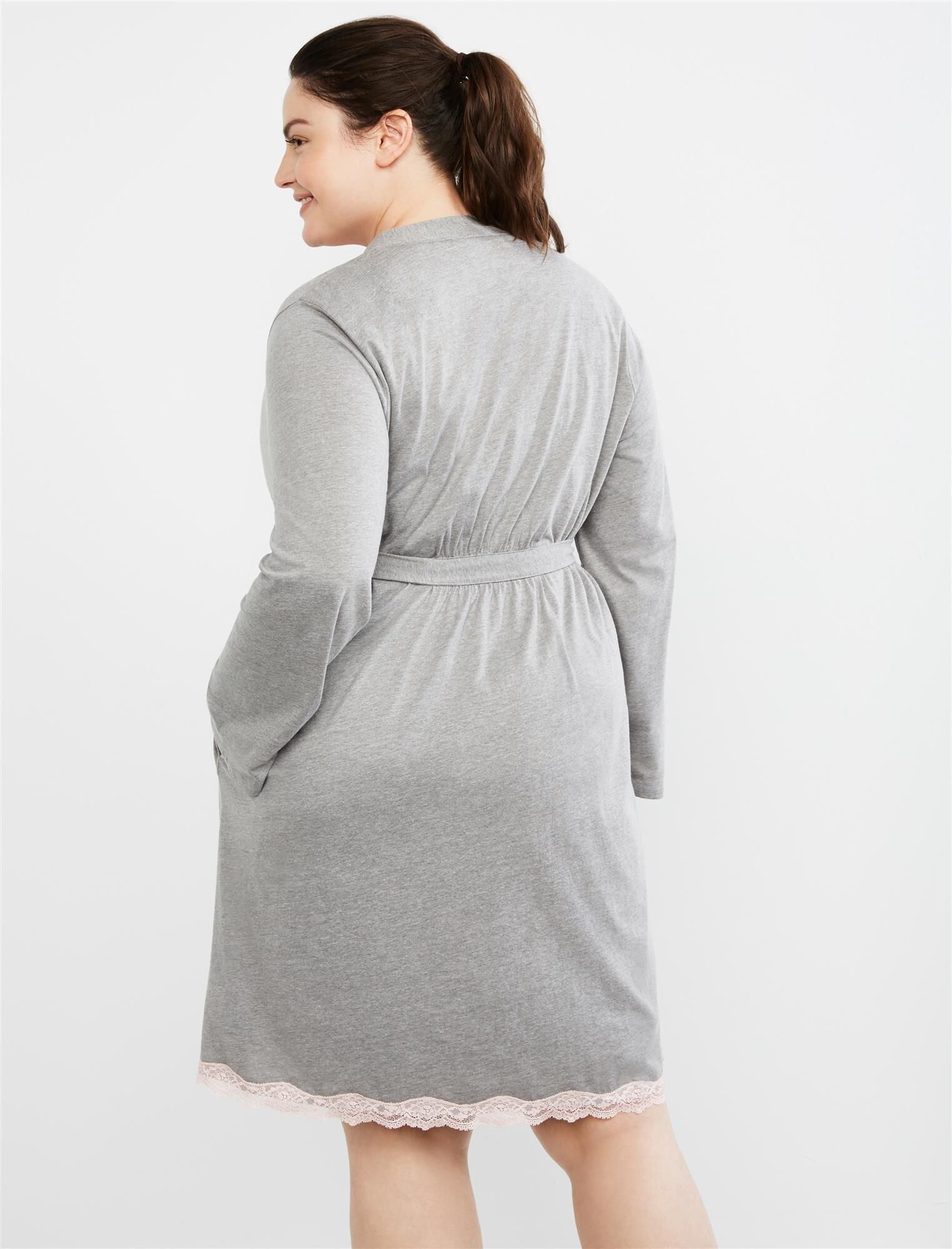Plus Size Lace Trim Nursing Nightgown And Robe sold by Motherhood Maternity product image thumbnail 2