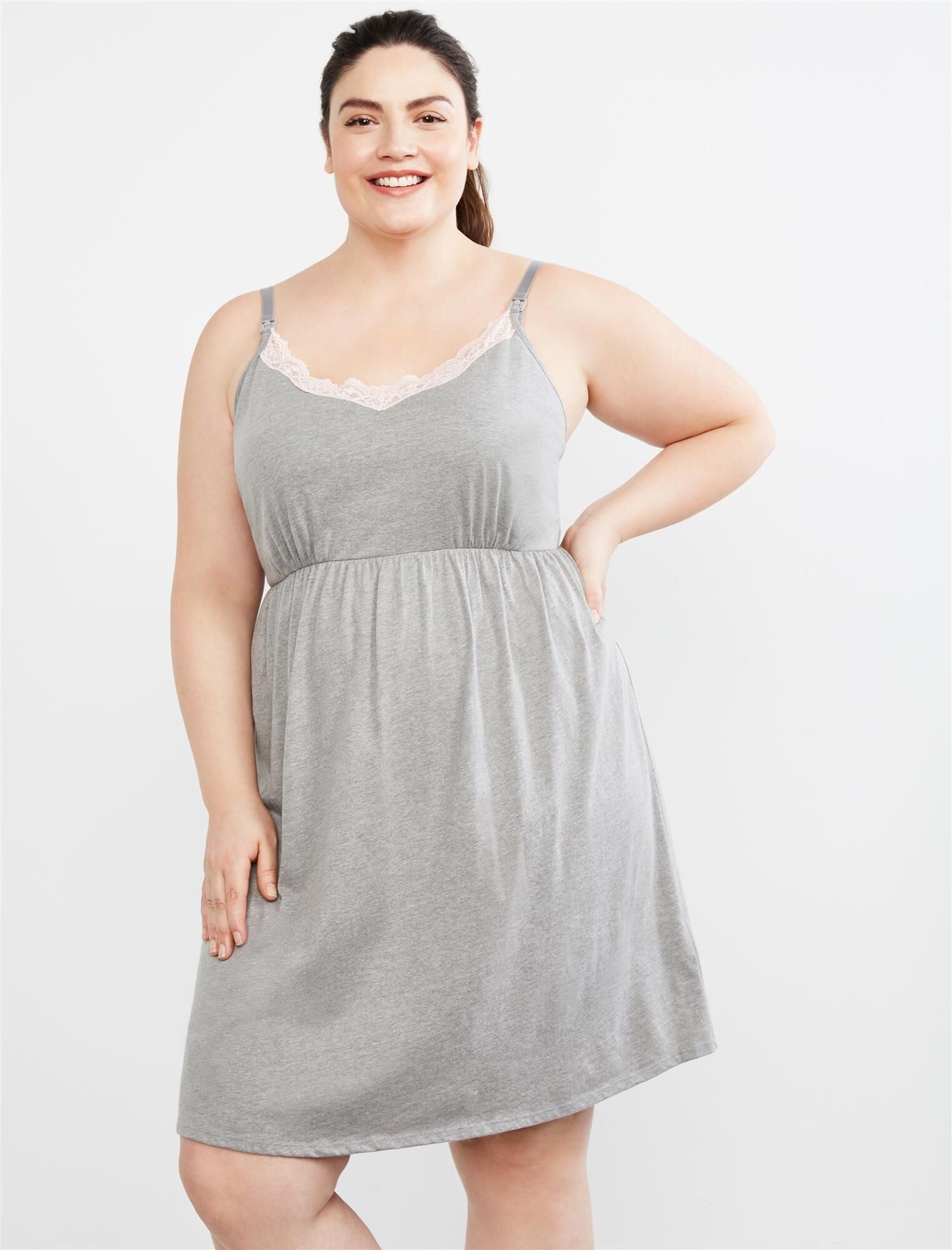 Plus Size Lace Trim Nursing Nightgown And Robe sold by Motherhood Maternity product image thumbnail 3