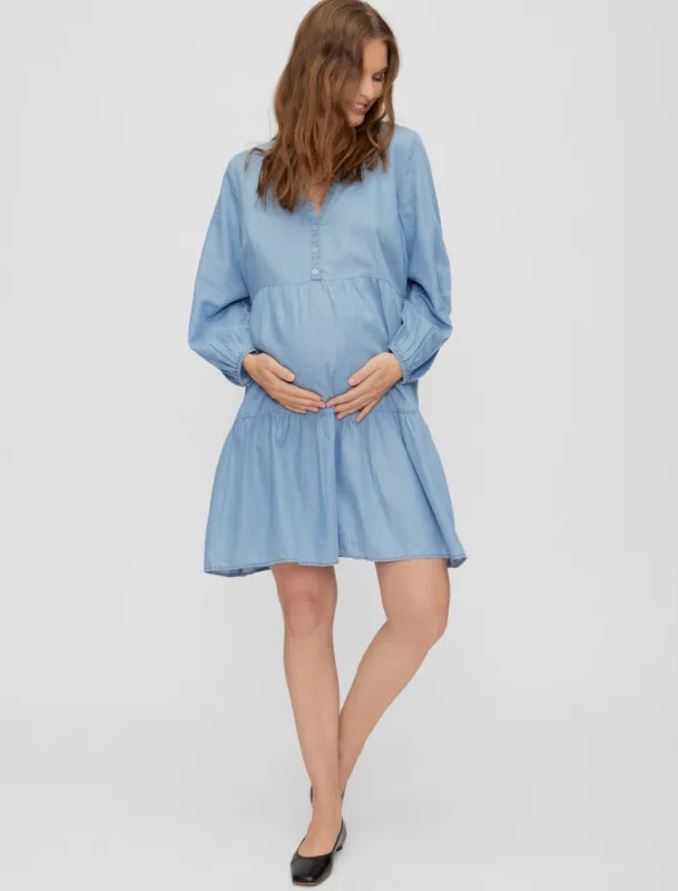 Mini Tiered Long Sleeve Maternity Dress sold by Motherhood Maternity