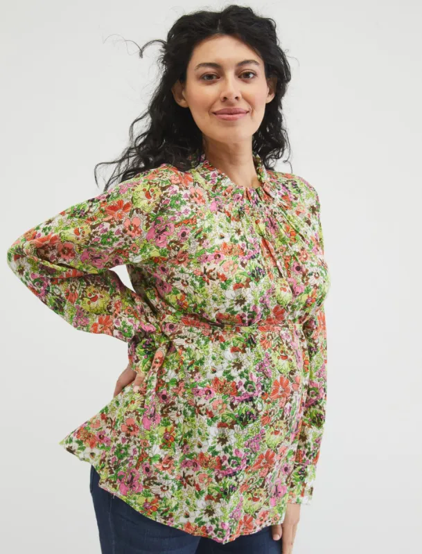 Ruffle Neck Maternity Blouse sold by Motherhood Maternity