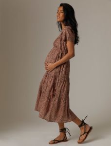 Floral Tiered Cotton Maxi Maternity Dress sold by Motherhood Maternity