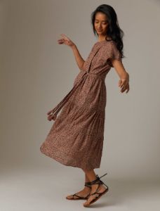Floral Tiered Cotton Maxi Maternity Dress sold by Motherhood Maternity