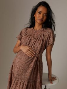 Floral Tiered Cotton Maxi Maternity Dress sold by Motherhood Maternity