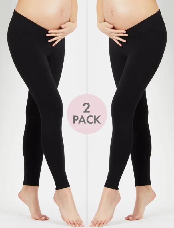 BumpStart Under Belly Maternity Leggings (2 Pack)- Black/Black sold by Motherhood Maternity