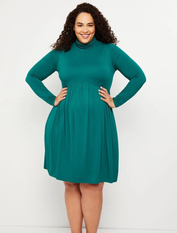 Plus Size Fit and Flare Turtleneck Maternity Dress sold by Motherhood Maternity