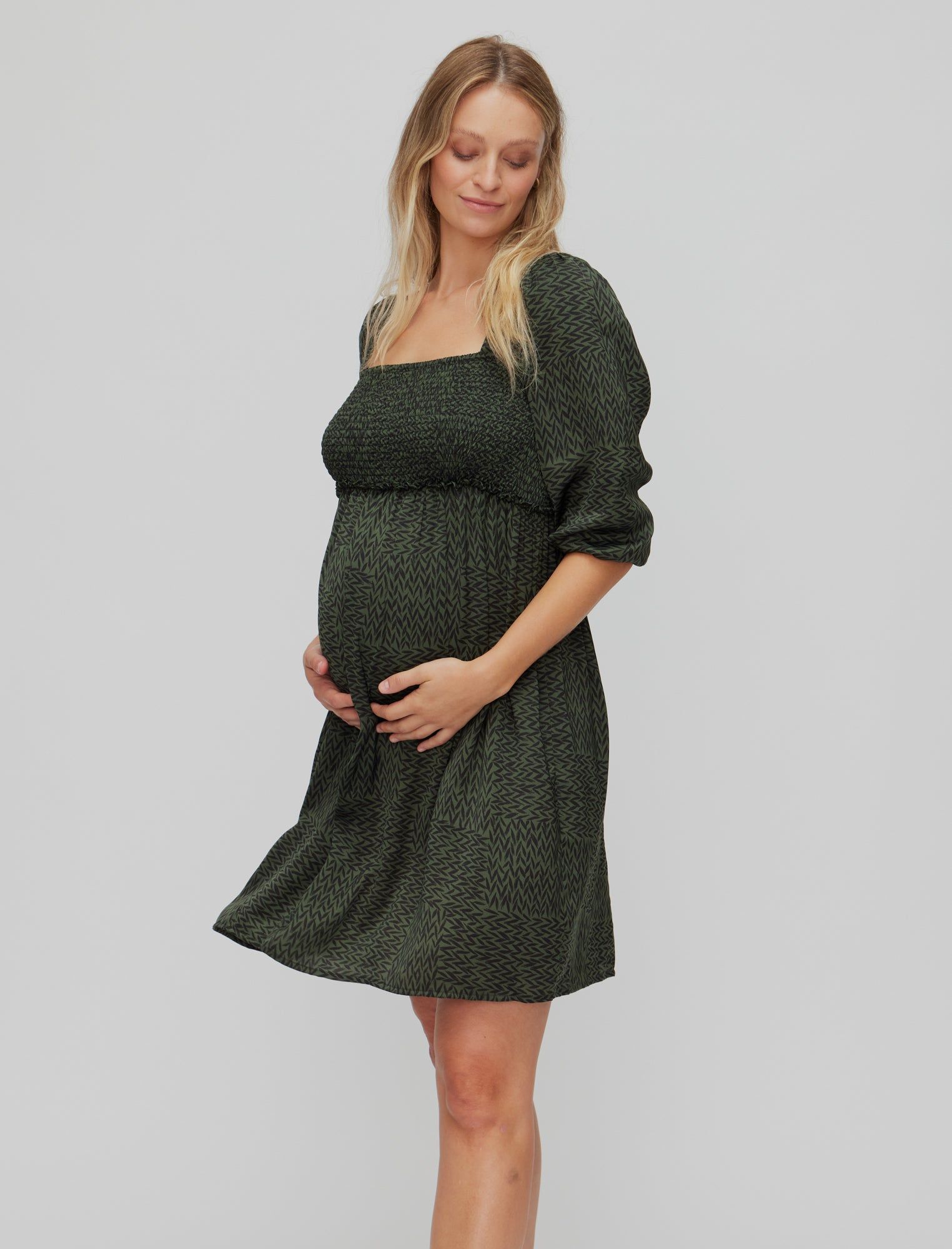 Crepe Smocked Babydoll Dress sold by Motherhood Maternity product image thumbnail 5
