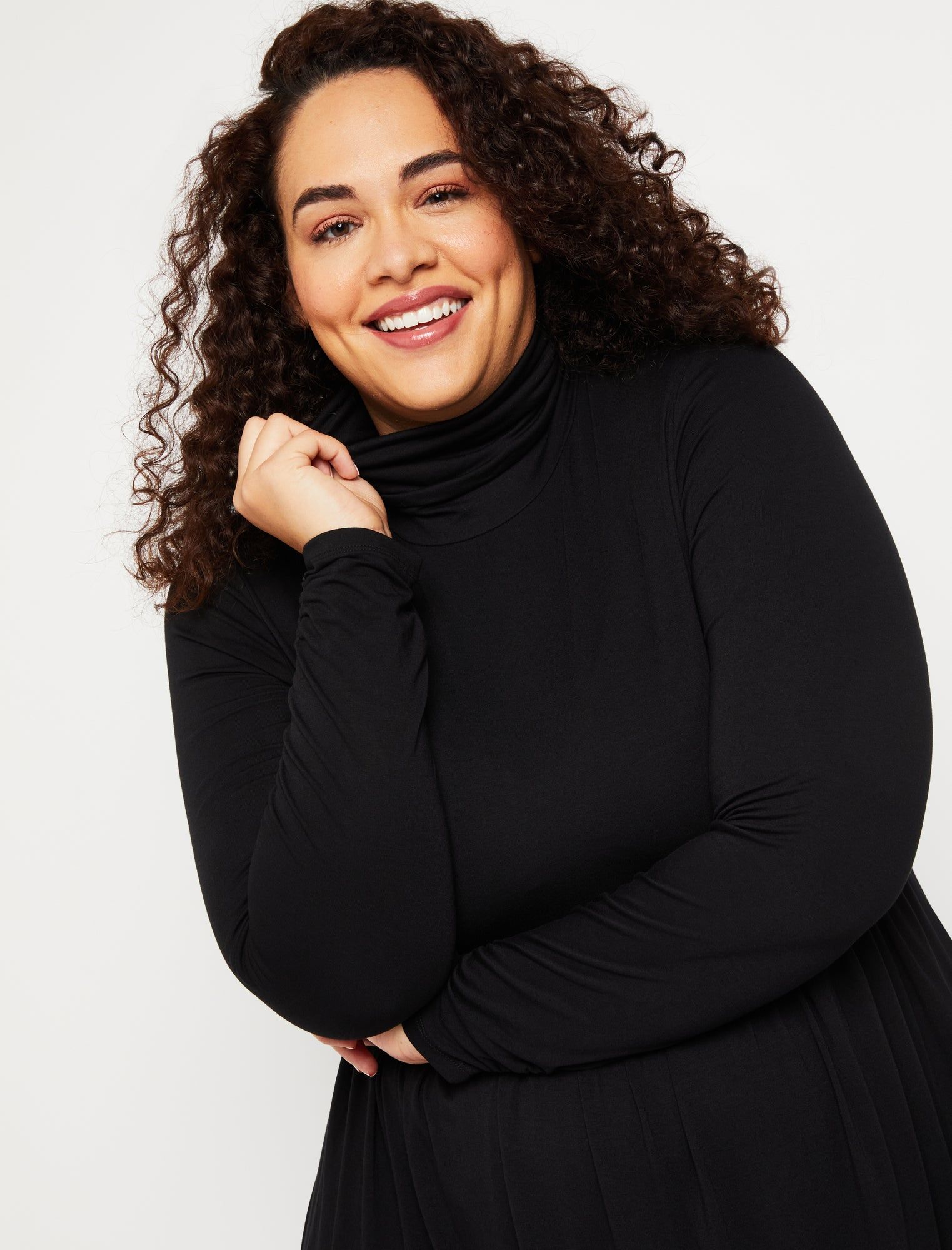 Plus Size Fit and Flare Turtleneck Maternity Dress sold by Motherhood Maternity product image thumbnail 4