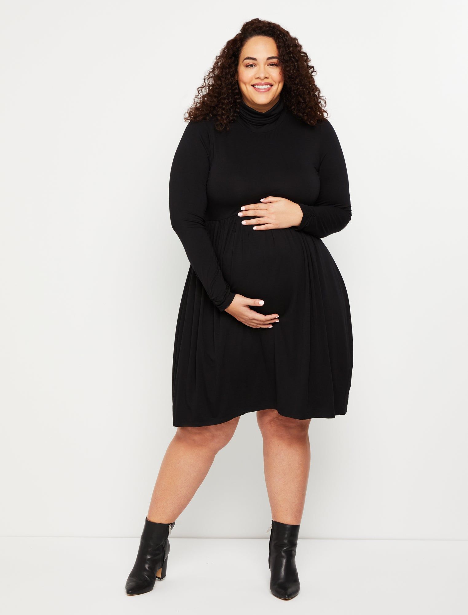 Plus Size Fit and Flare Turtleneck Maternity Dress sold by Motherhood Maternity product image thumbnail 3