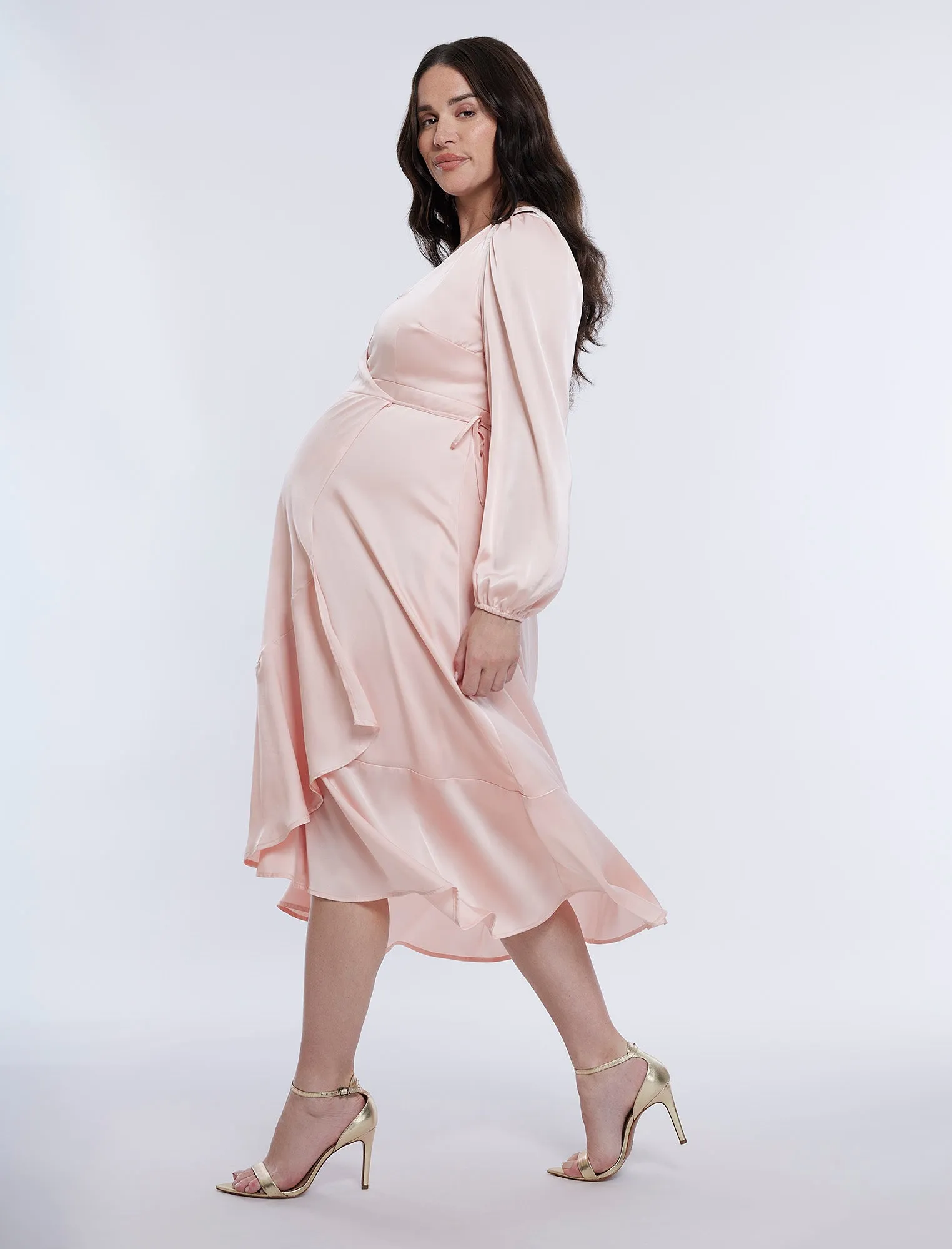 Wrap Flounce Midi Dress sold by Motherhood Maternity product image thumbnail 3
