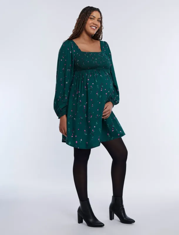Long Sleeve Smocked Empire Waist Dress sold by Motherhood Maternity