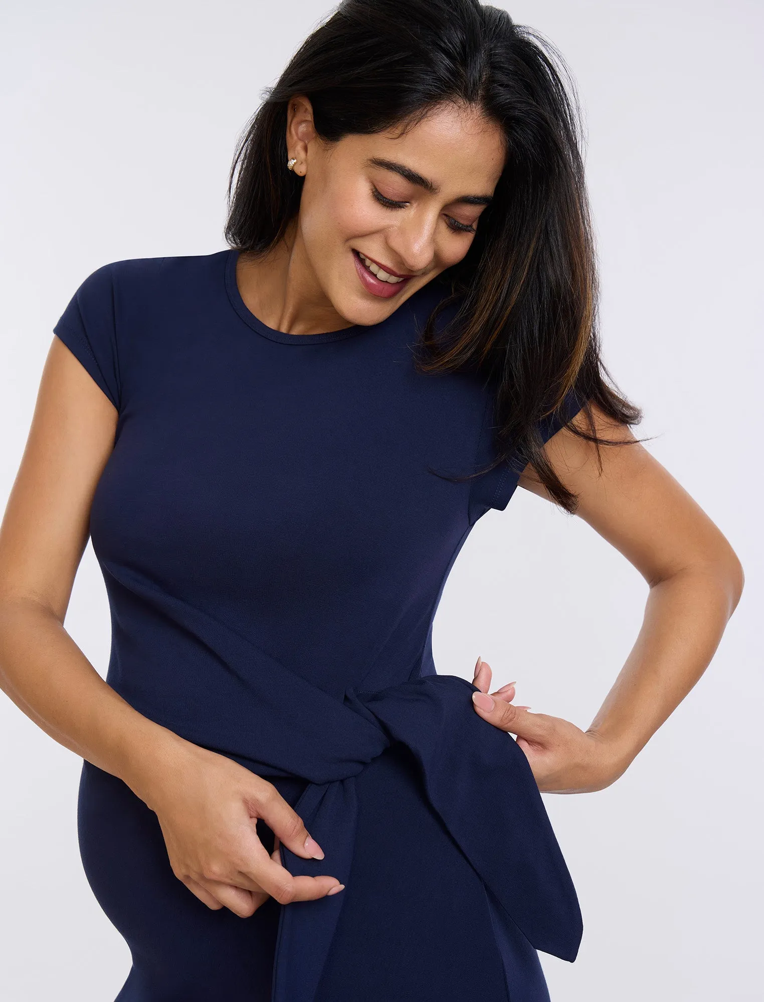 Side Tie Jersey Midi Dress sold by Motherhood Maternity product image thumbnail 4