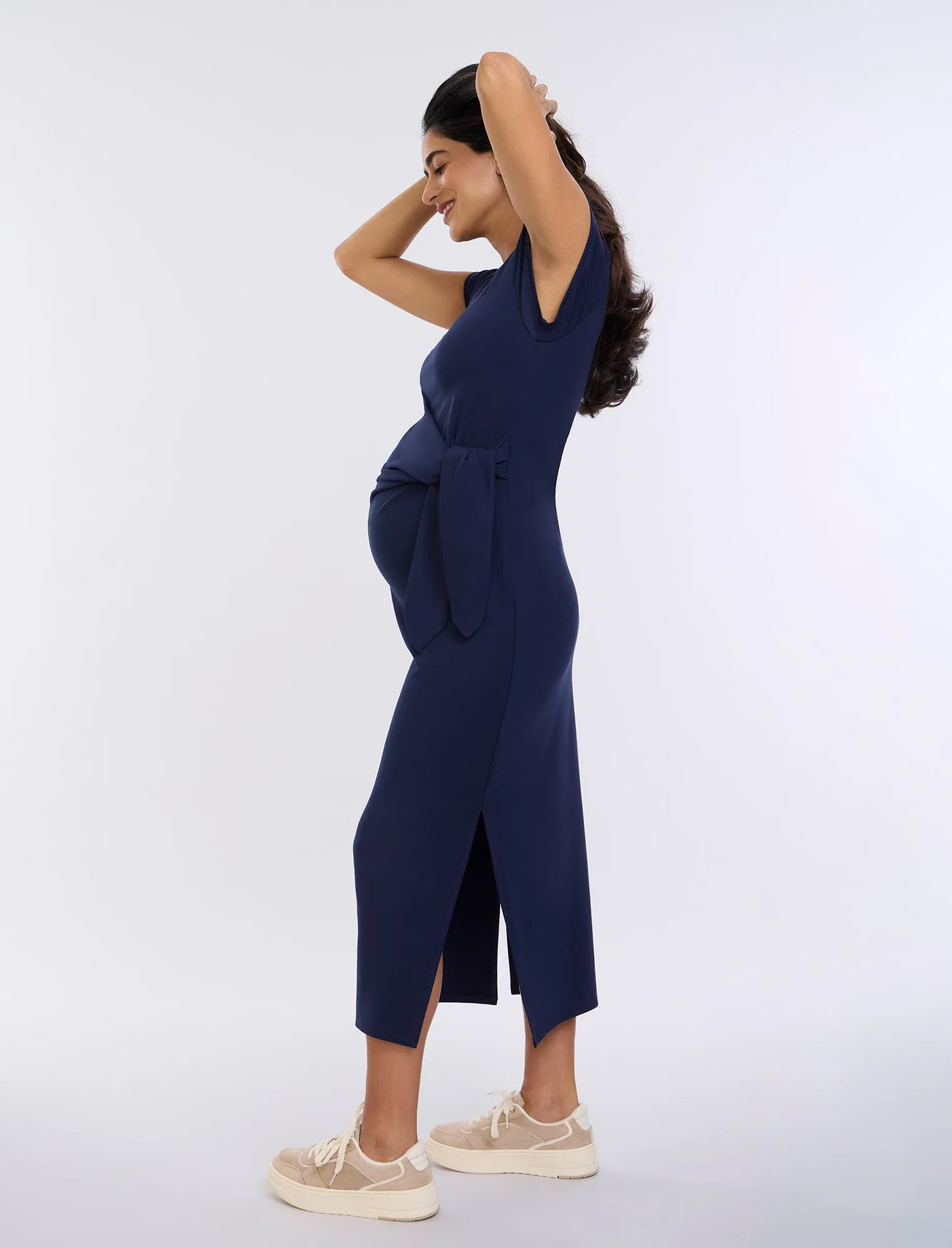 Side Tie Jersey Midi Dress sold by Motherhood Maternity product image thumbnail 3