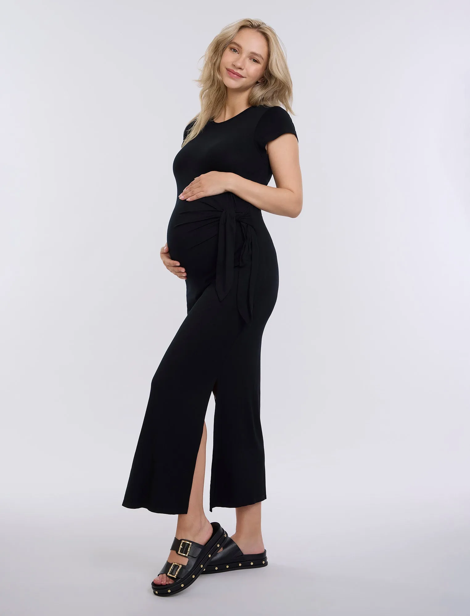 Side Tie Jersey Midi Dress sold by Motherhood Maternity product image thumbnail 3