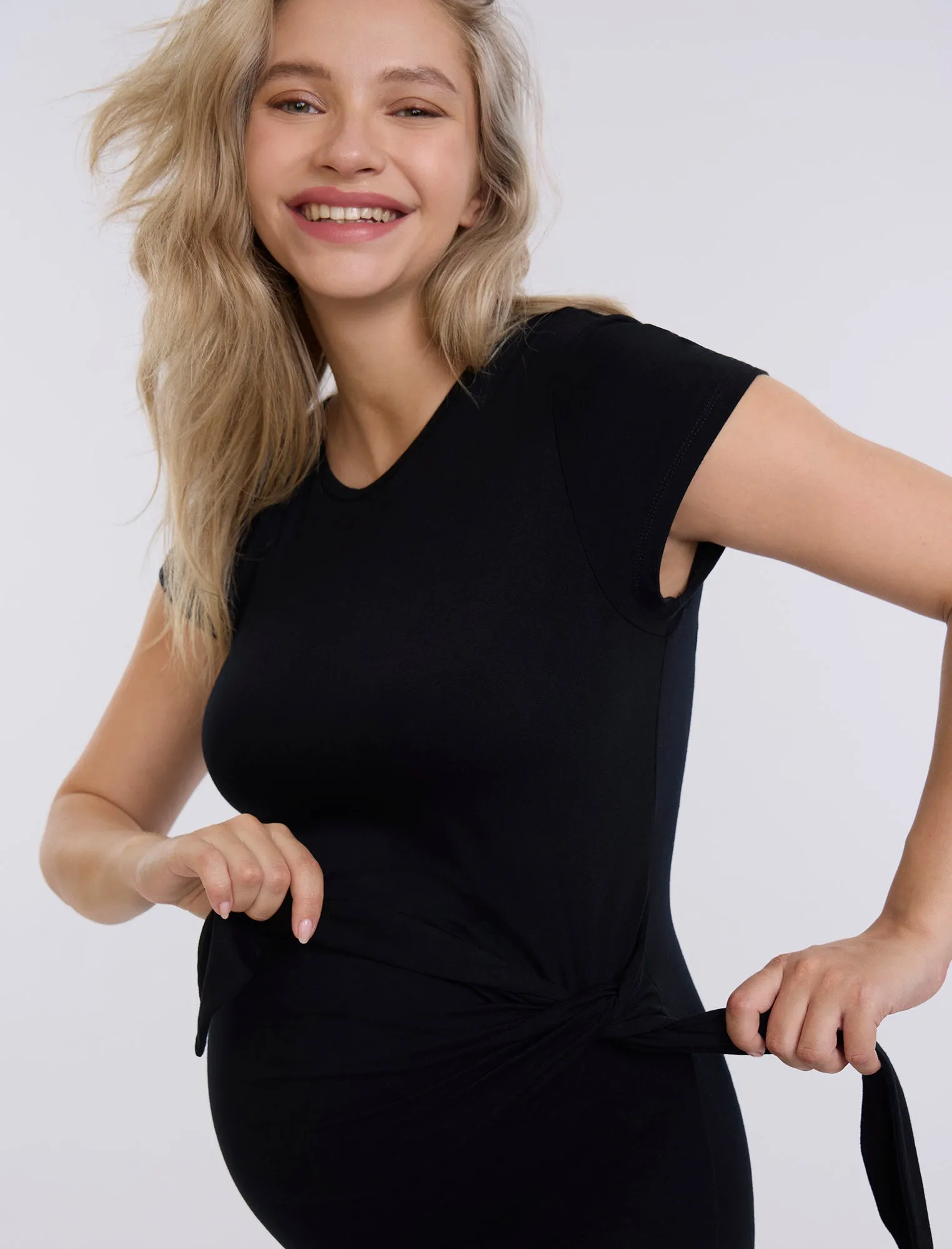 Side Tie Jersey Midi Dress sold by Motherhood Maternity product image thumbnail 4