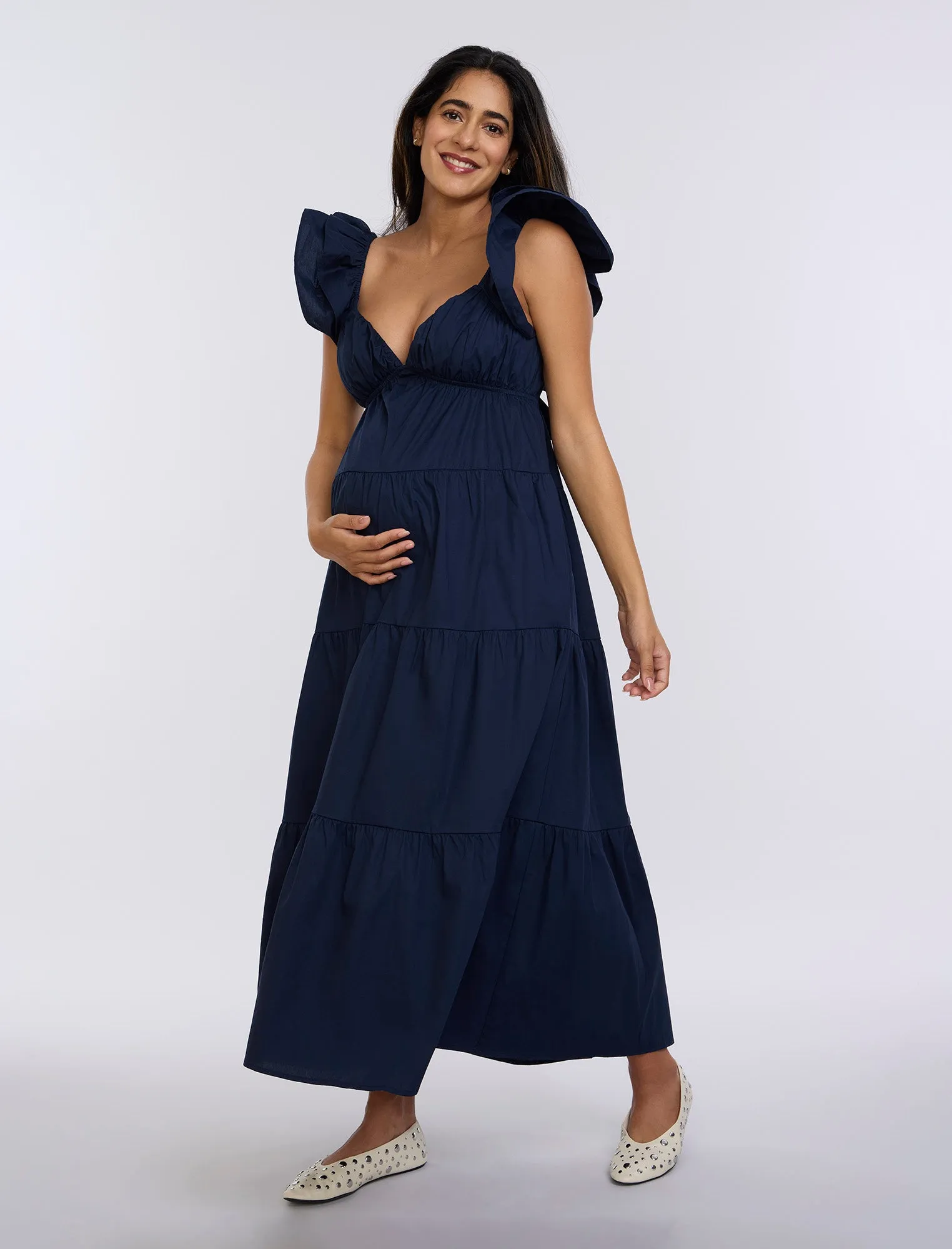 Empire Ruffle Sleeve Maxi Dress sold by Motherhood Maternity product image thumbnail 3