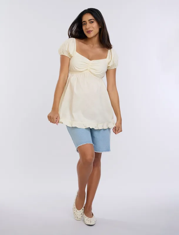 Off The Shoulder Ruched Top sold by Motherhood Maternity