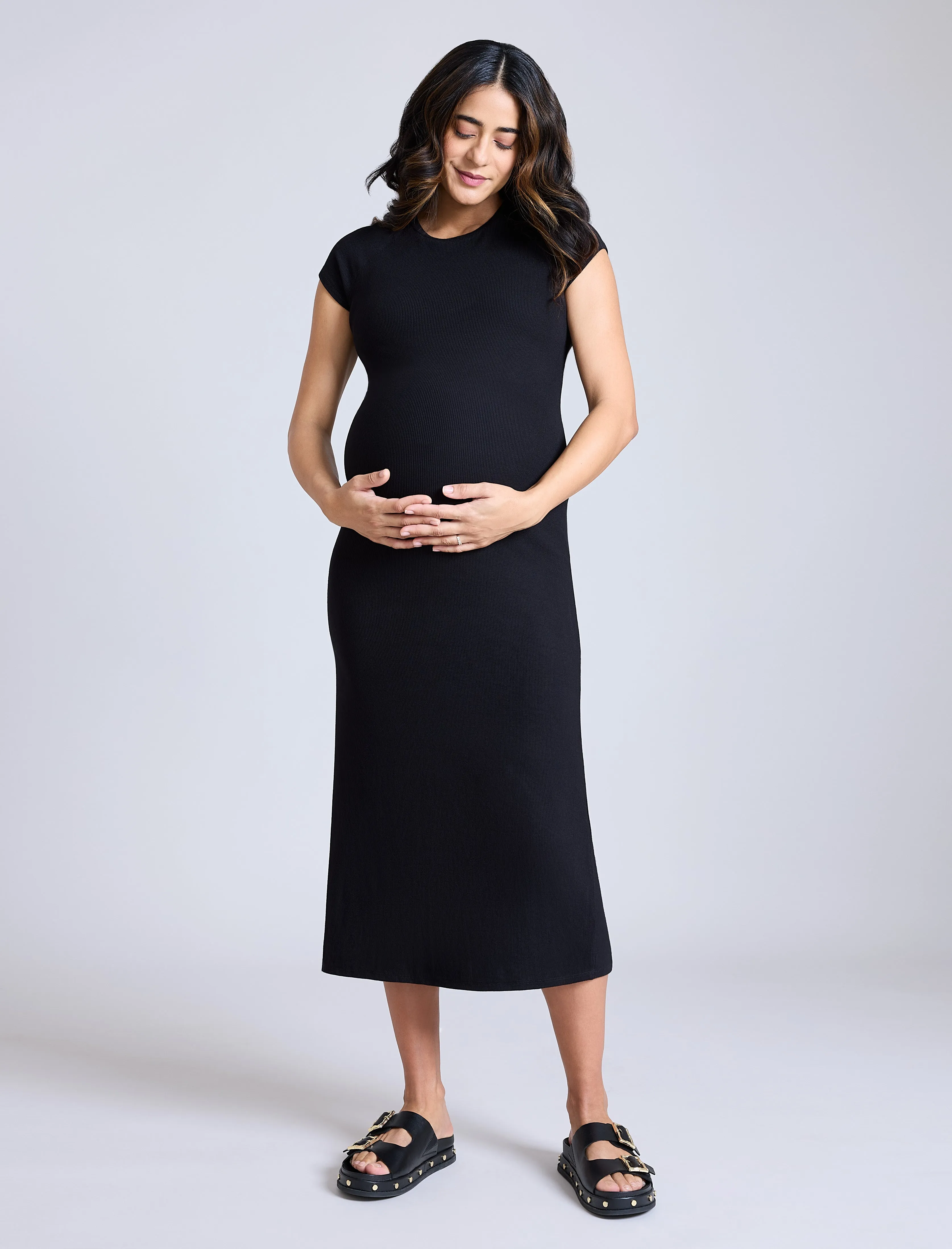 Ribbed Raglan Midi Dress sold by Motherhood Maternity