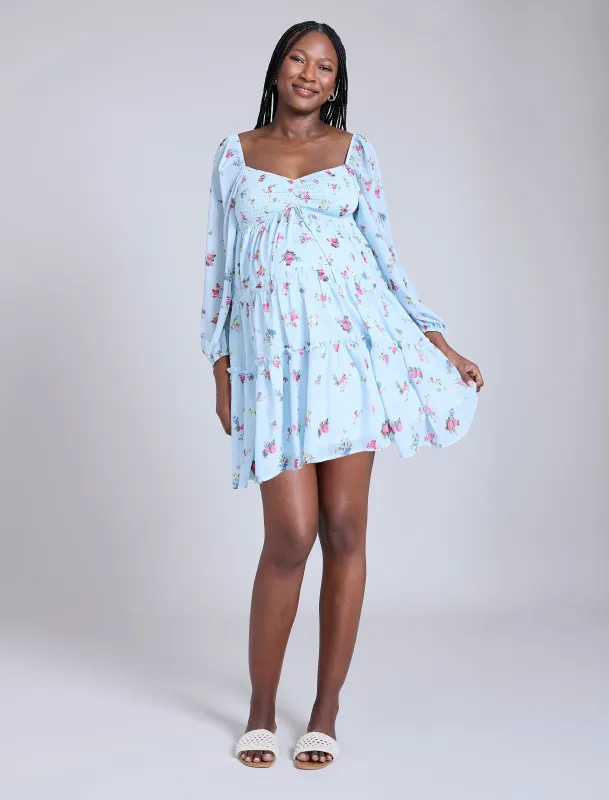 Long Sleeve Tie Tiered Dress sold by Motherhood Maternity
