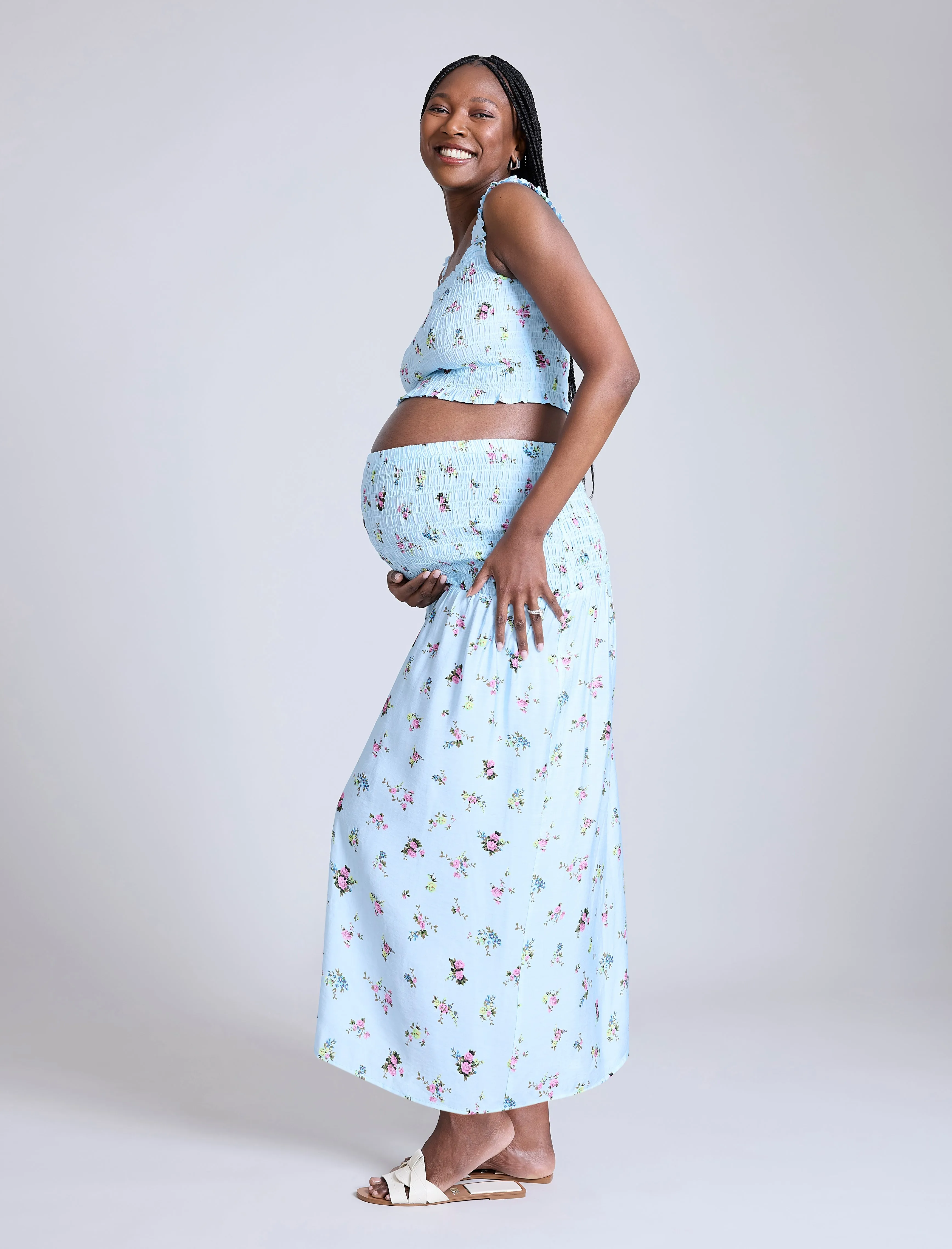 Smocked Crop Top Maxi Skirt Set sold by Motherhood Maternity product image thumbnail 3