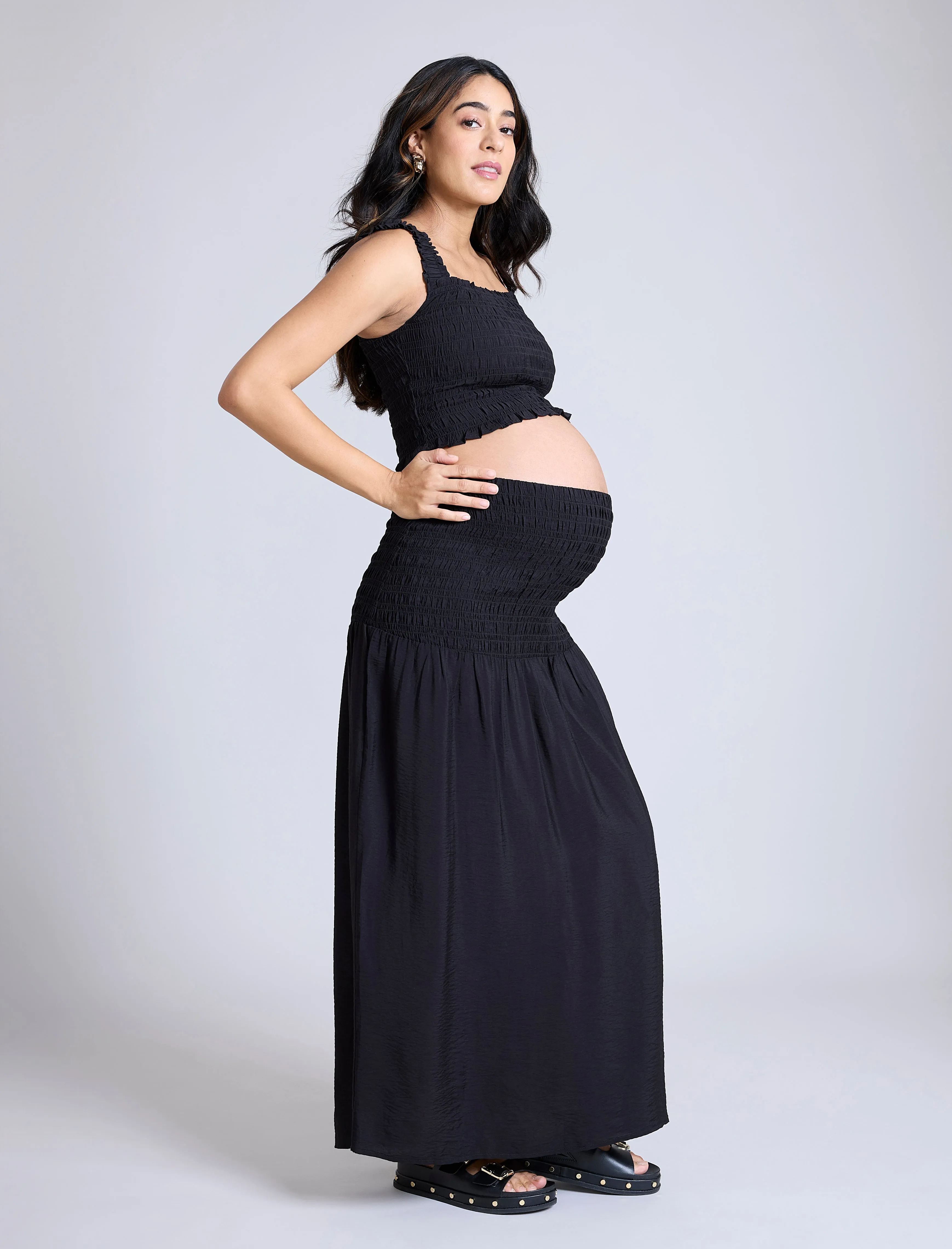 Smocked Crop Top Maxi Skirt Set sold by Motherhood Maternity product image thumbnail 3