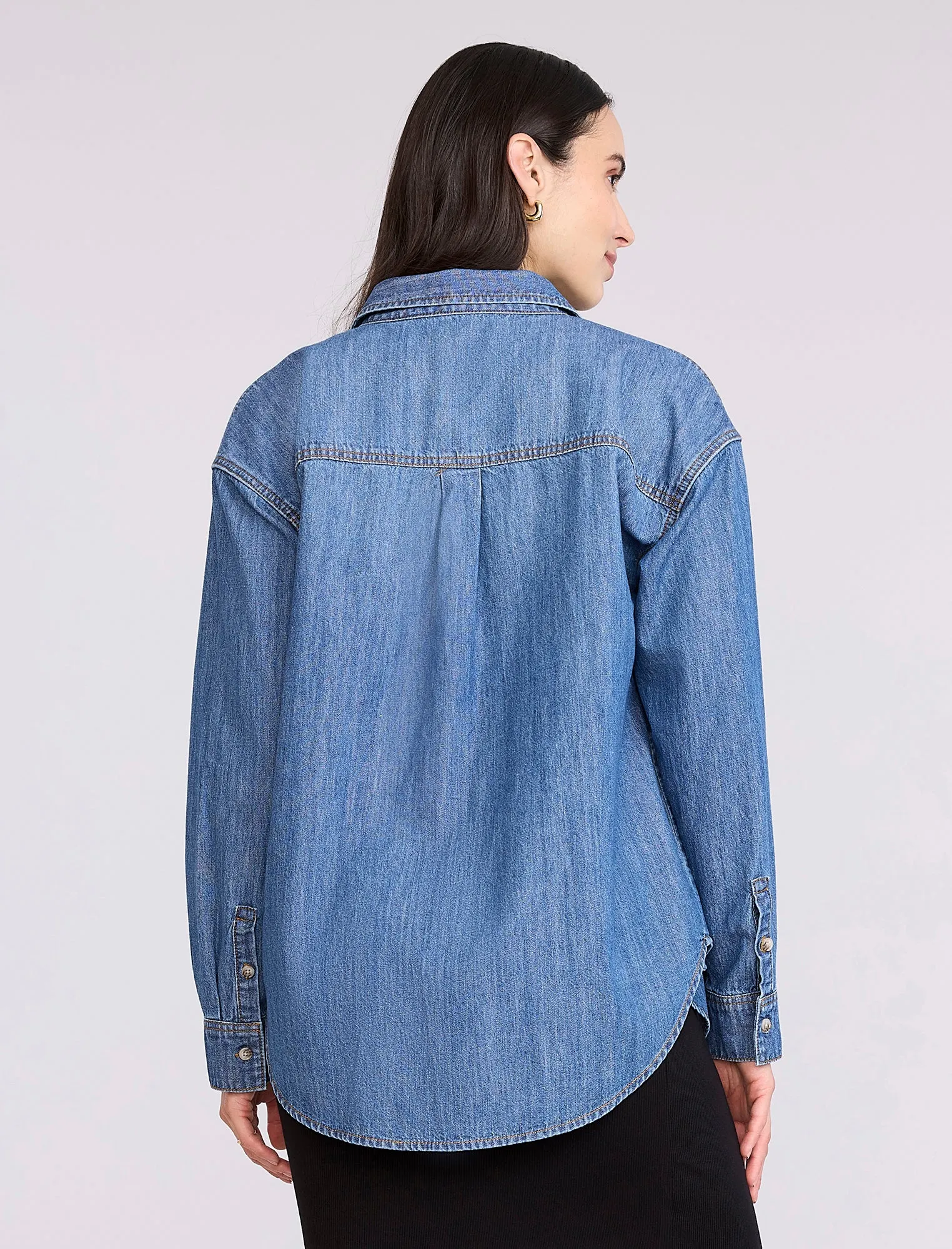 Denim Maternity Shirt sold by Motherhood Maternity product image thumbnail 2