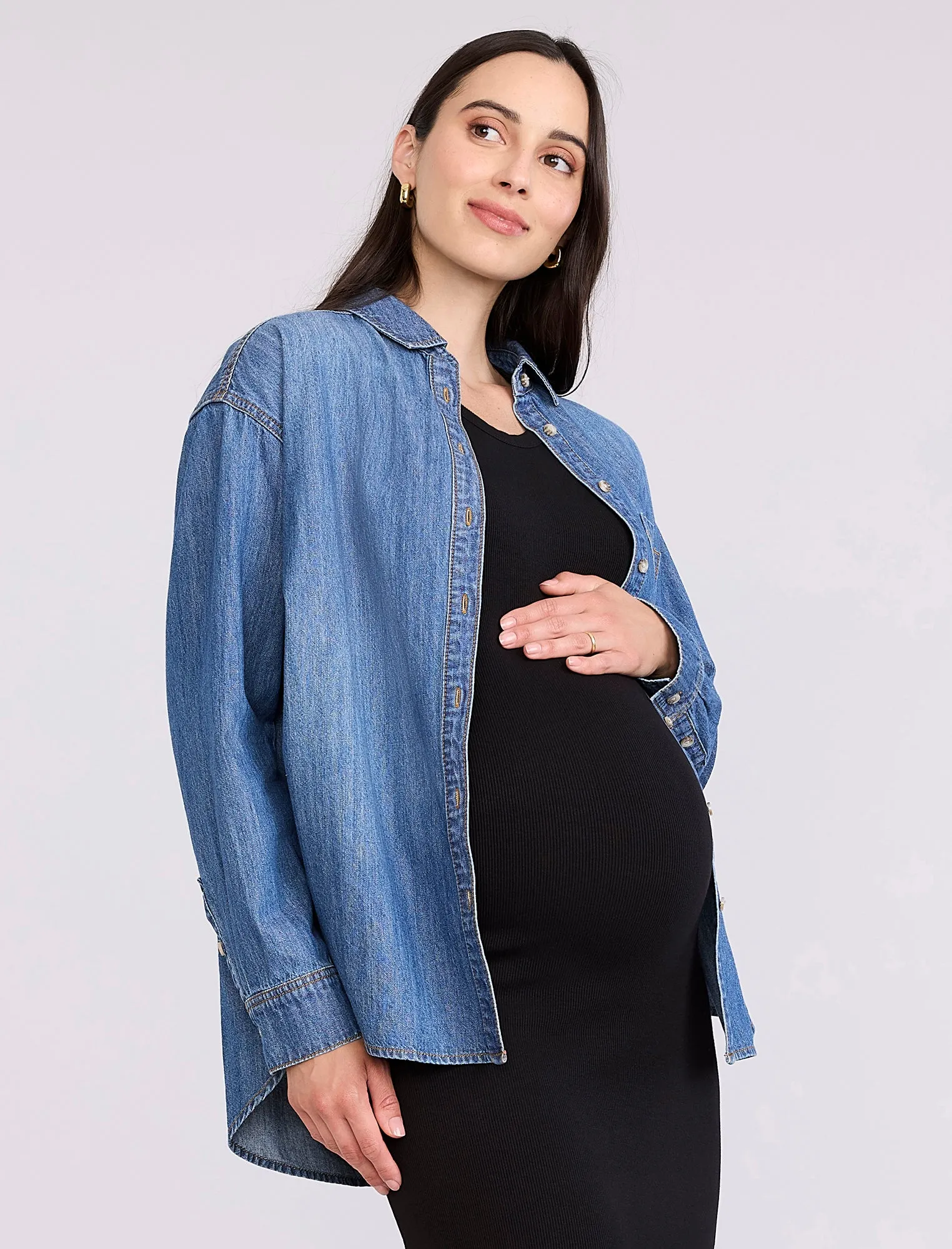 Denim Maternity Shirt sold by Motherhood Maternity product image thumbnail 3