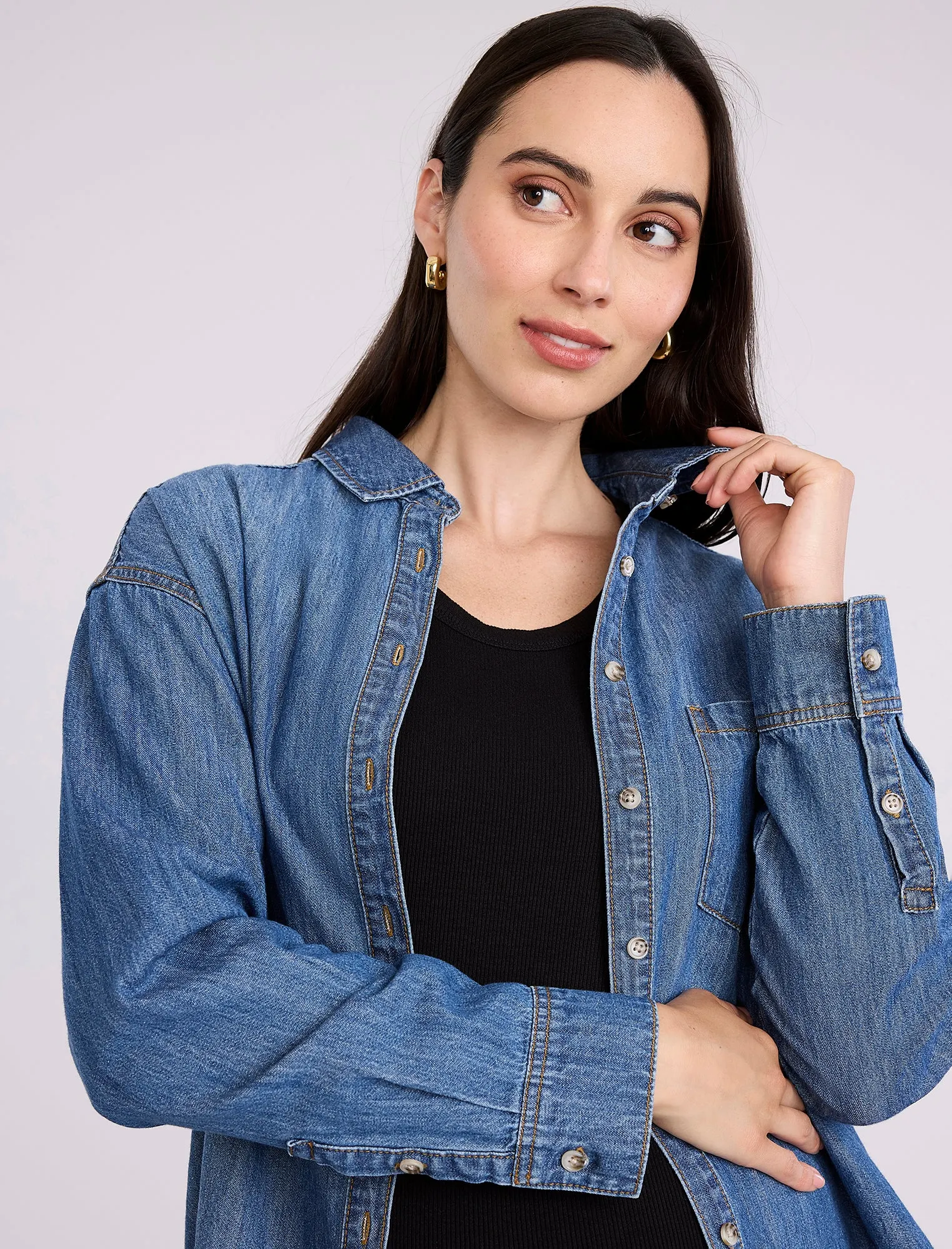 Denim Maternity Shirt sold by Motherhood Maternity product image thumbnail 4