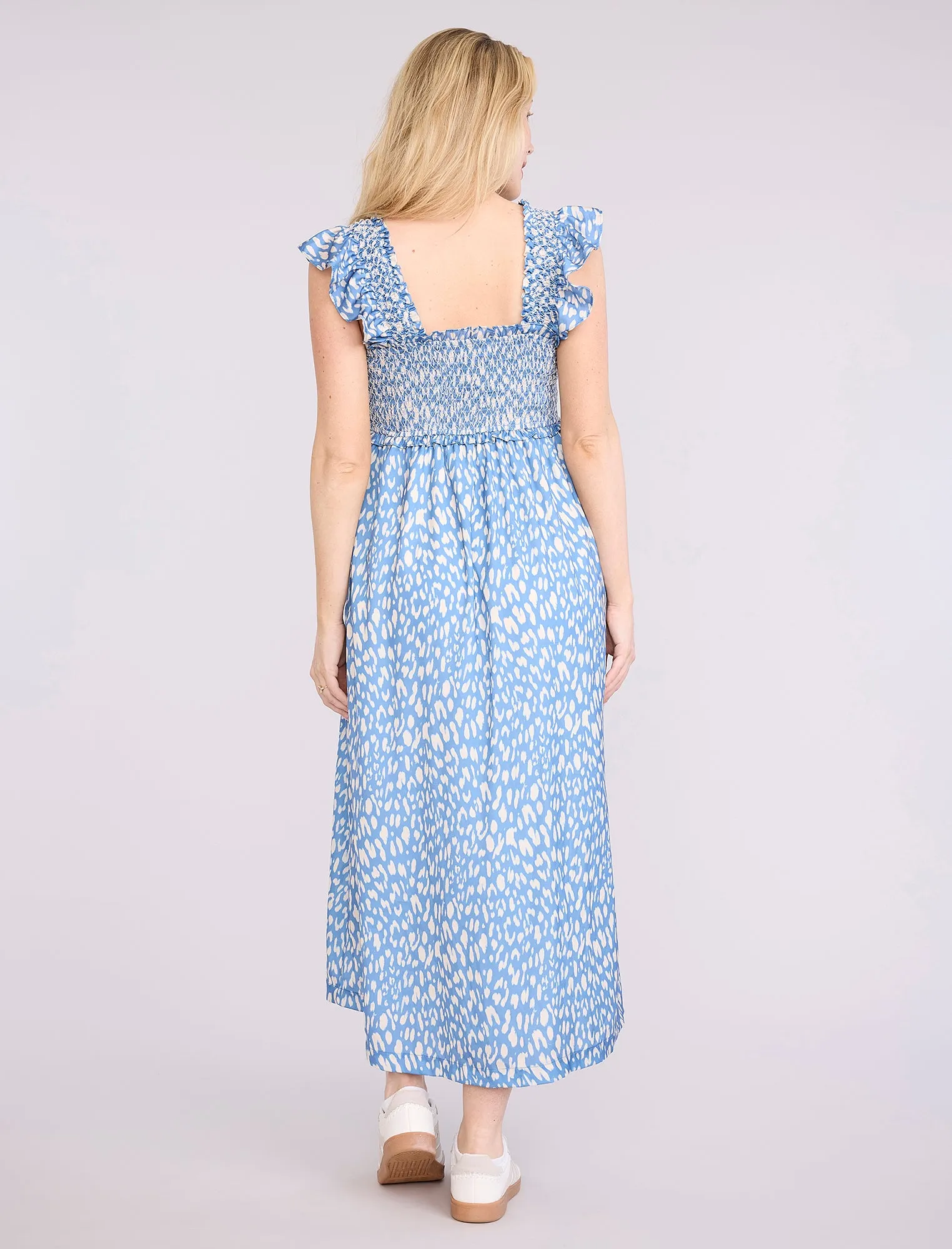 Sleeveless Ruffle Shoulder Smocked Maxi Dress sold by Motherhood Maternity product image thumbnail 2