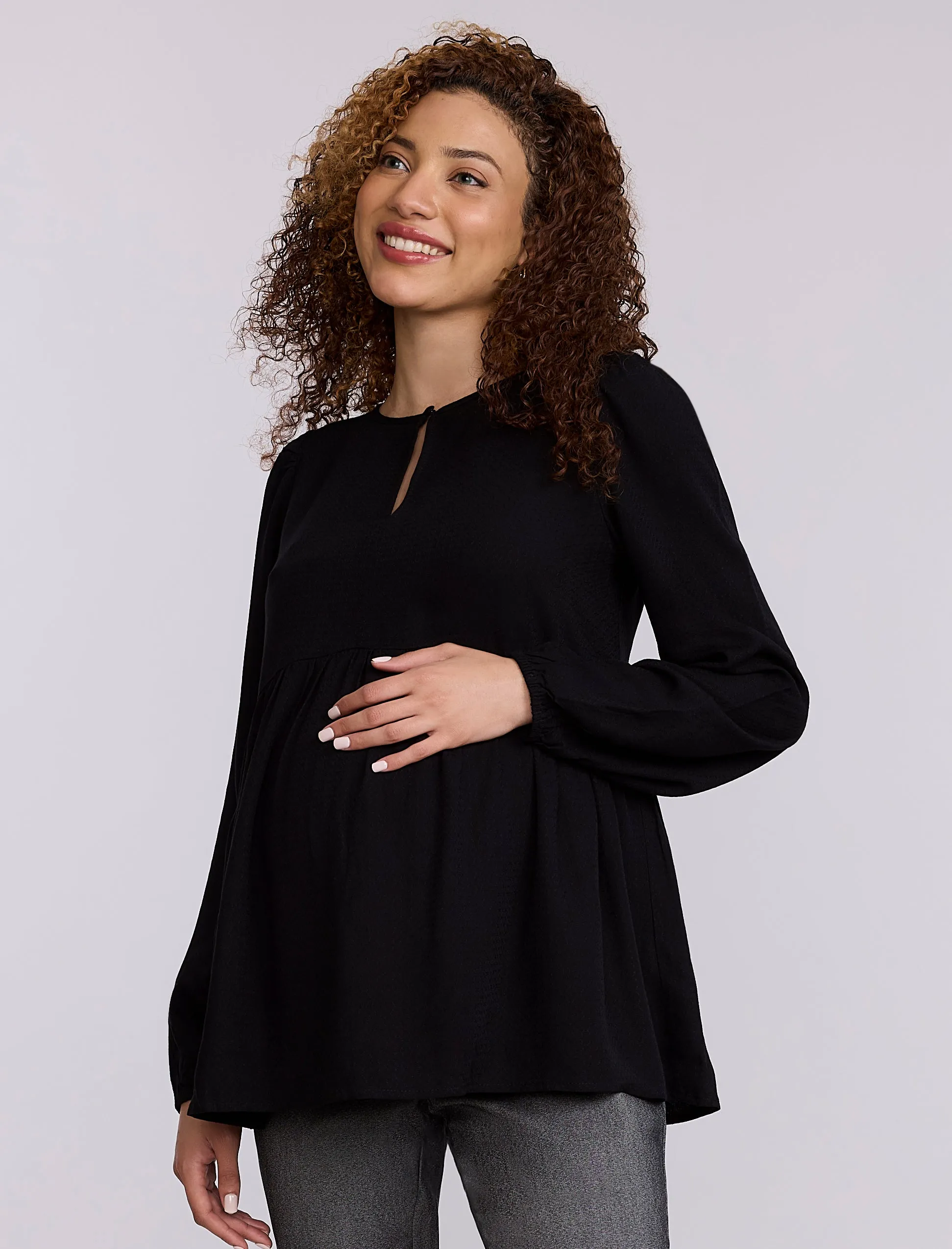 Long Sleeve Keyhole Blouse sold by Motherhood Maternity product image thumbnail 4