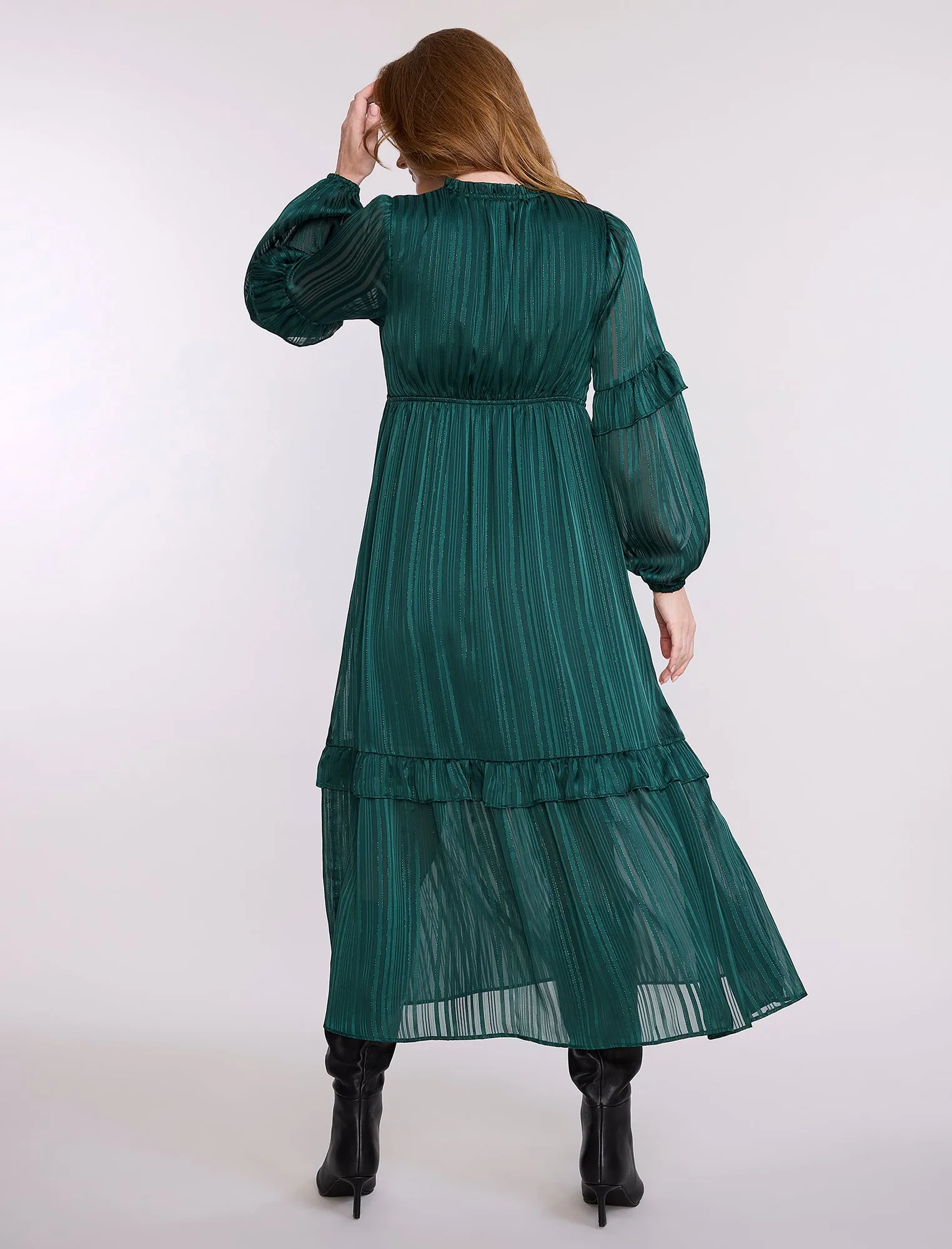 Long Sleeve Tiered Maxi Dress with Drawstring sold by Motherhood Maternity product image thumbnail 2