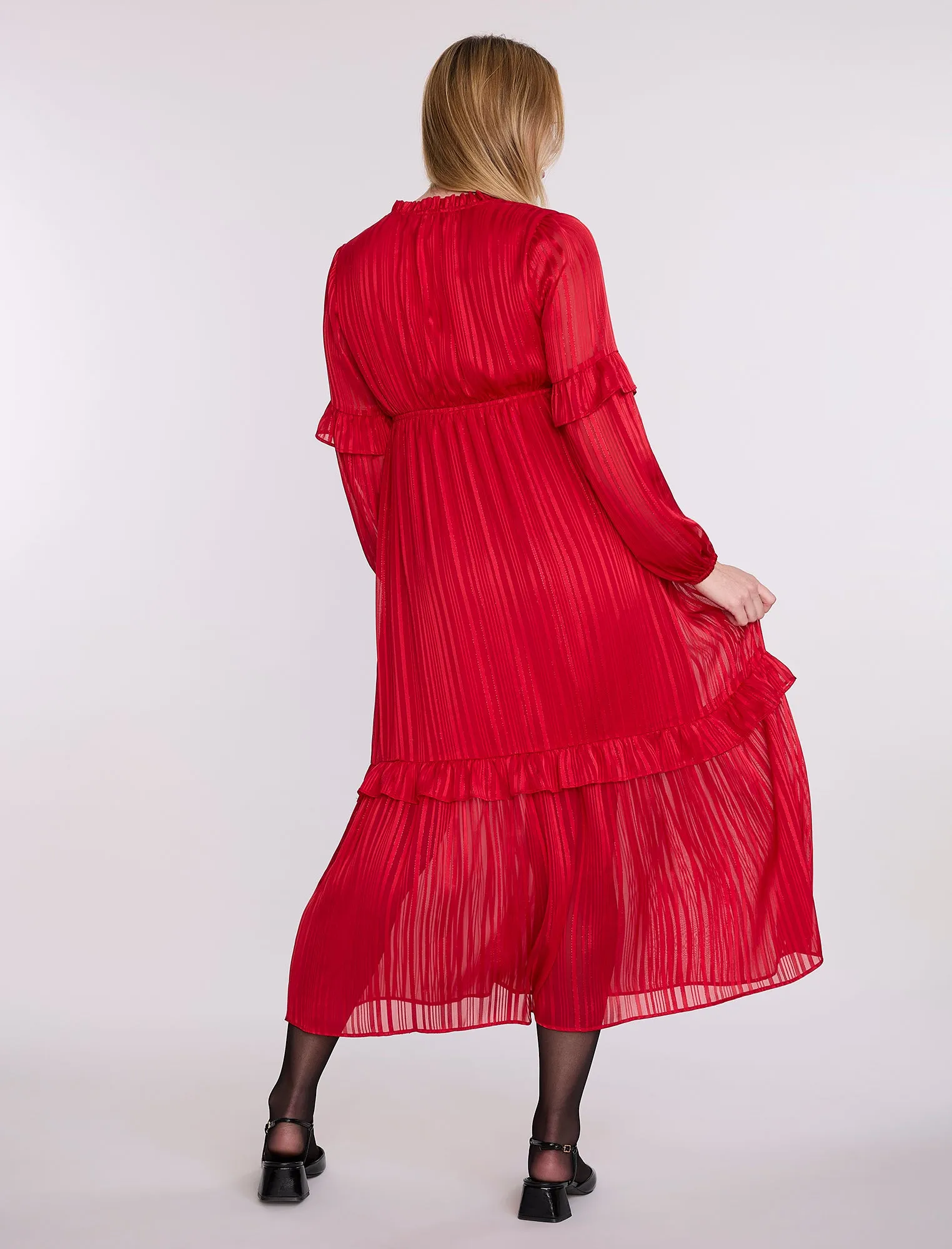 Long Sleeve Tiered Maxi Dress with Drawstring sold by Motherhood Maternity product image thumbnail 2