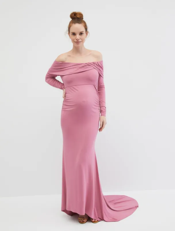 Off The Shoulder Maternity Gown & Photoshoot Dress sold by Motherhood Maternity