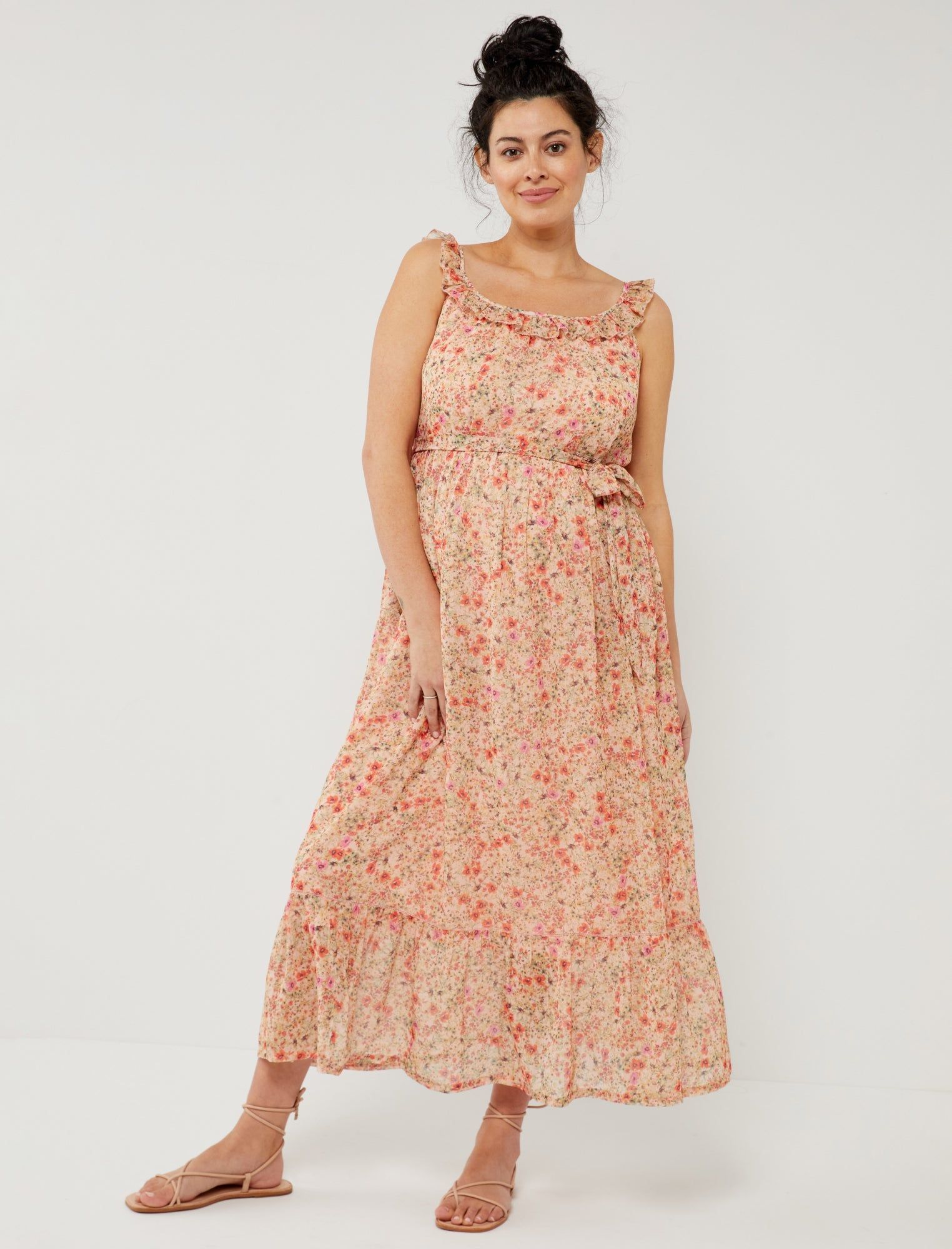 Off Shoulder Ruffle Neck Maxi Maternity Dress sold by Motherhood Maternity product image thumbnail 2