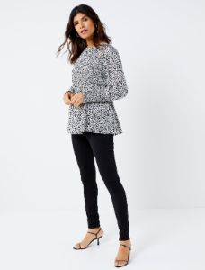 Smocked Peplum Long Sleeve Maternity Top sold by Motherhood Maternity